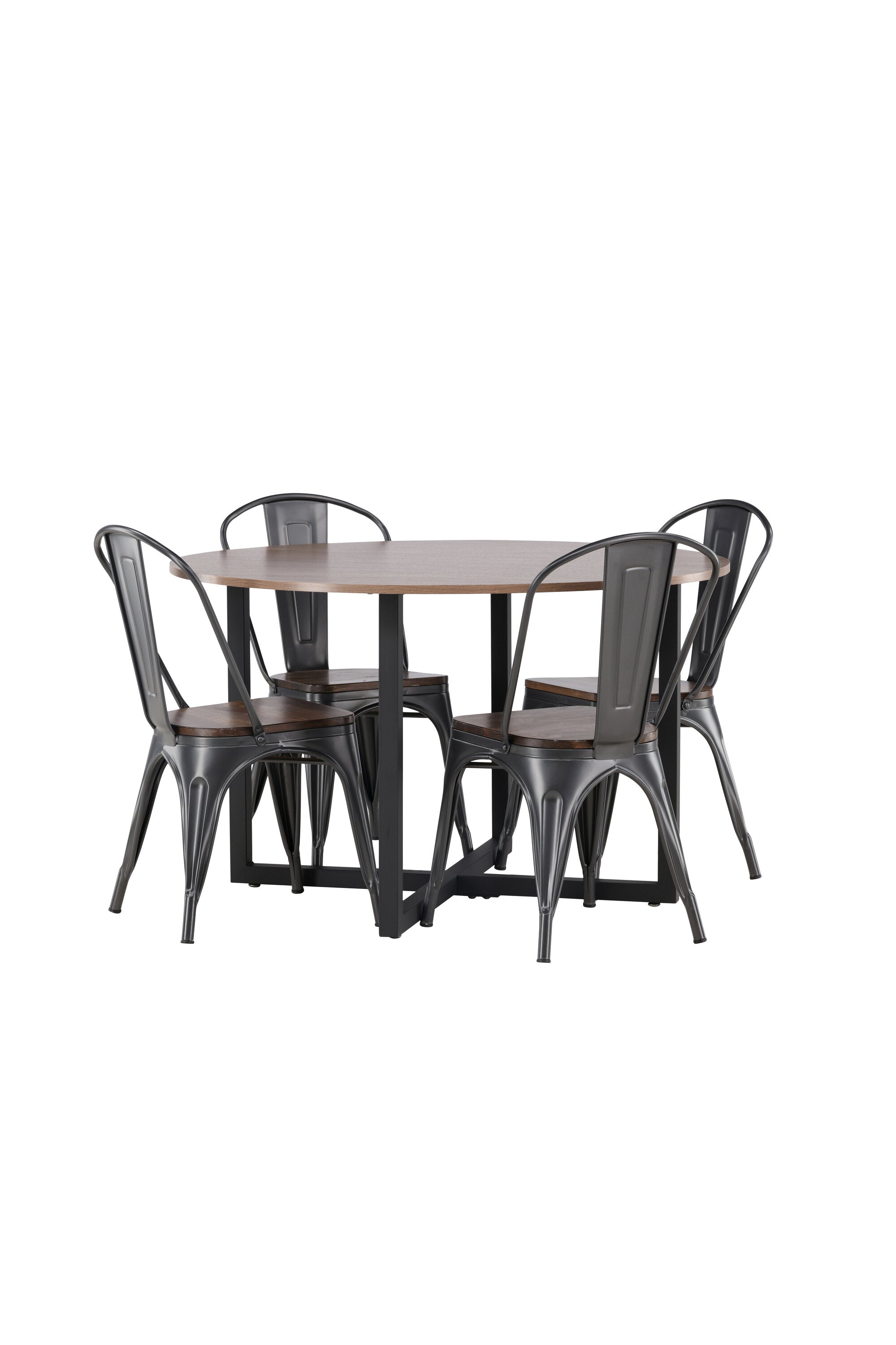 Durango Esszimmerset + Tempe ⌀120cm/4St. in Dunkelgrau, Walnuss präsentiert im Onlineshop von KAQTU Design AG. Esszimmerset ist von Venture Home