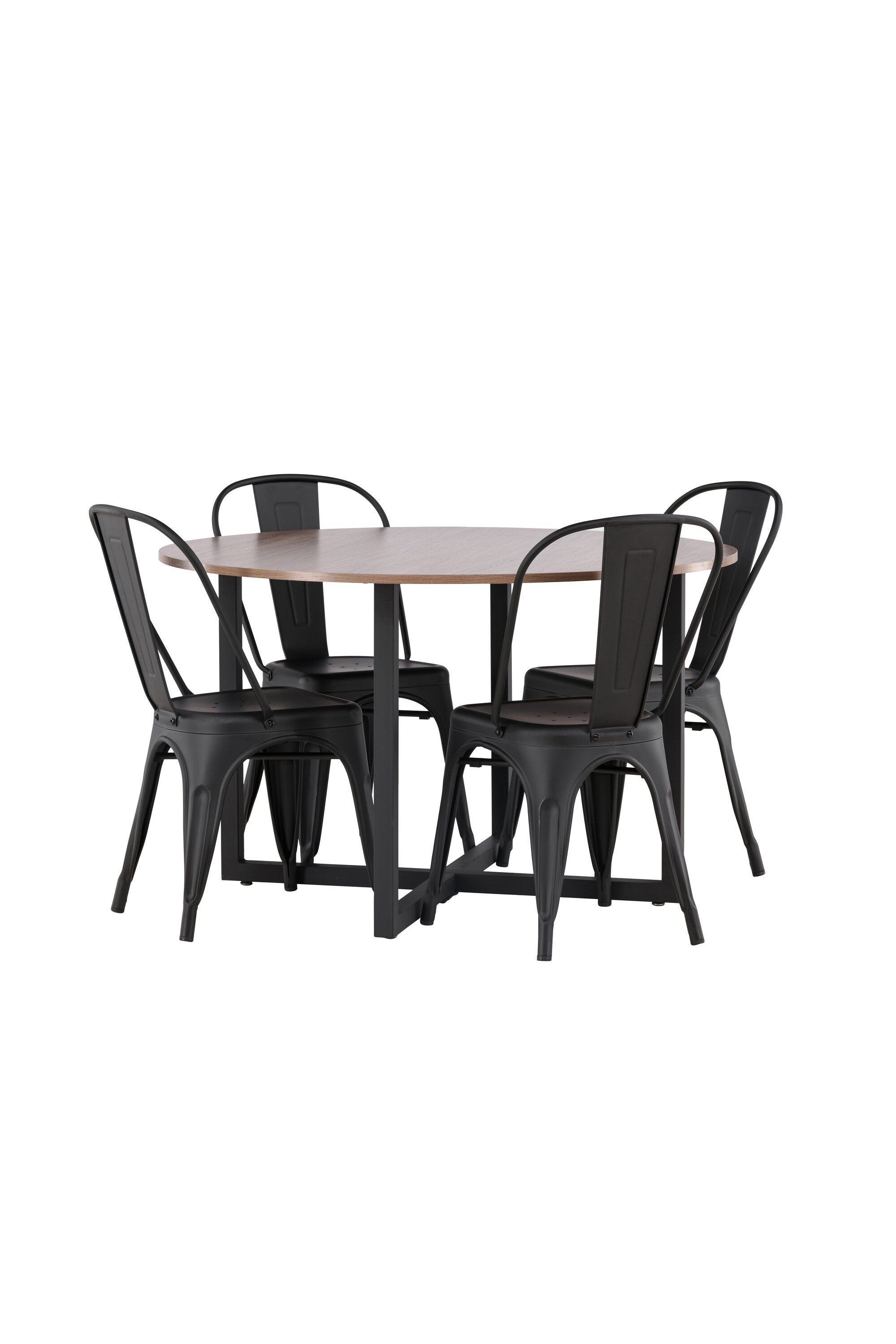 Durango Esszimmerset + Tempe ⌀120cm/4St. in Schwarz präsentiert im Onlineshop von KAQTU Design AG. Esszimmerset ist von Venture Home
