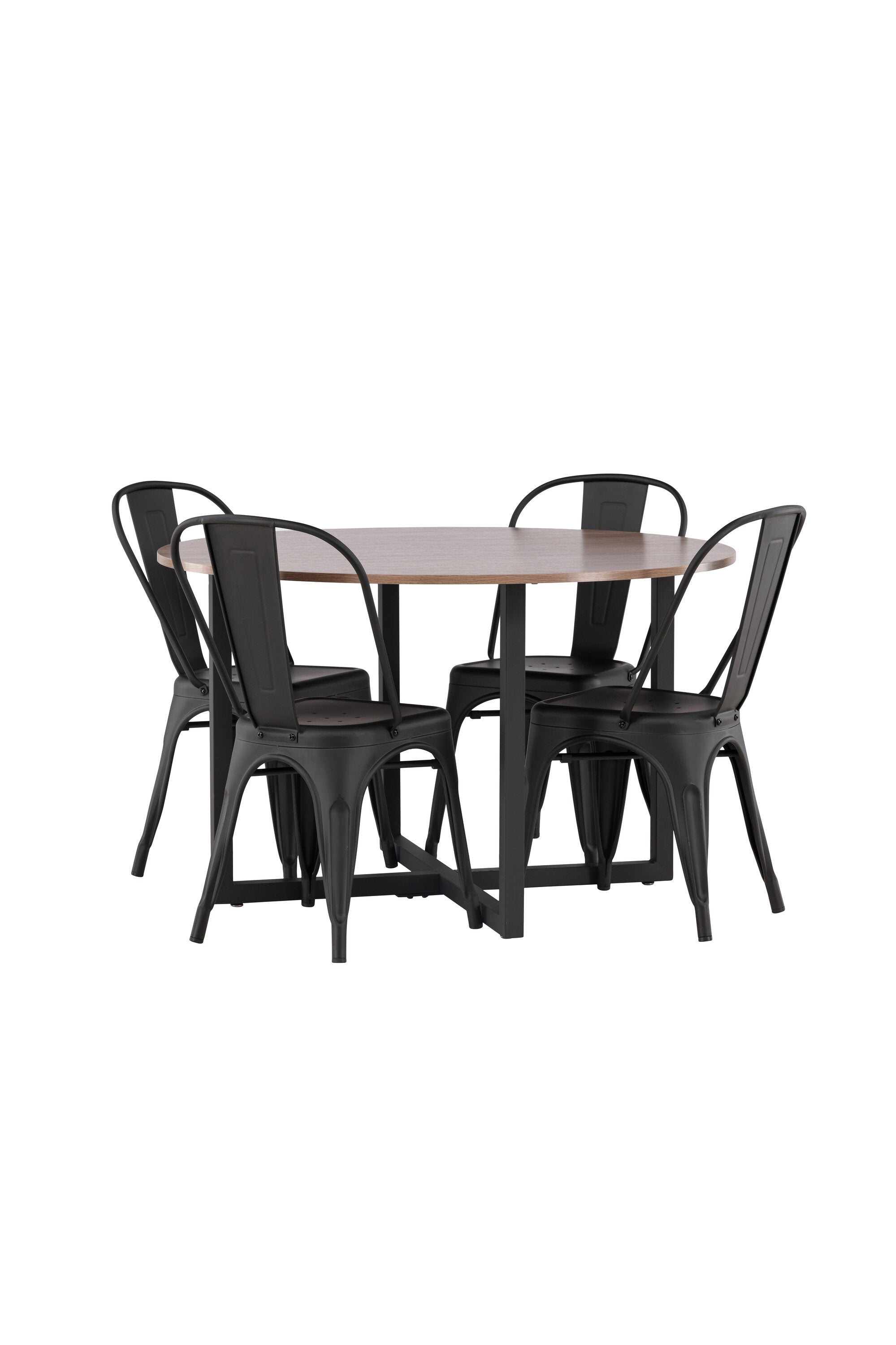 Durango Esszimmerset + Tempe ⌀120cm/4St. in Schwarz präsentiert im Onlineshop von KAQTU Design AG. Esszimmerset ist von Venture Home