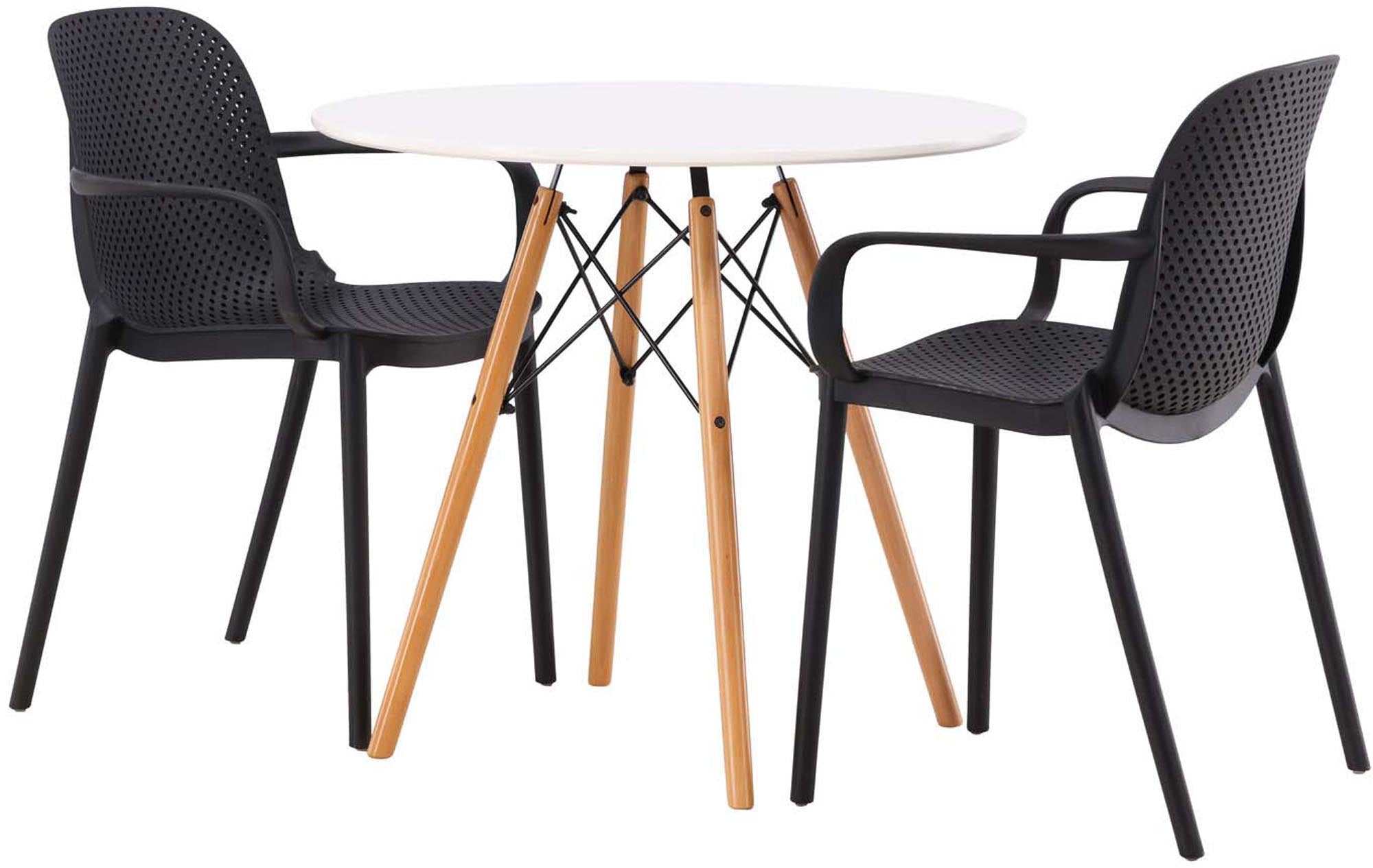 Erleben Sie das Danburi Esszimmerset mit modernem Design und Komfort. Der runde Tisch und die eleganten Stühle schaffen eine einladende Atmosphäre.