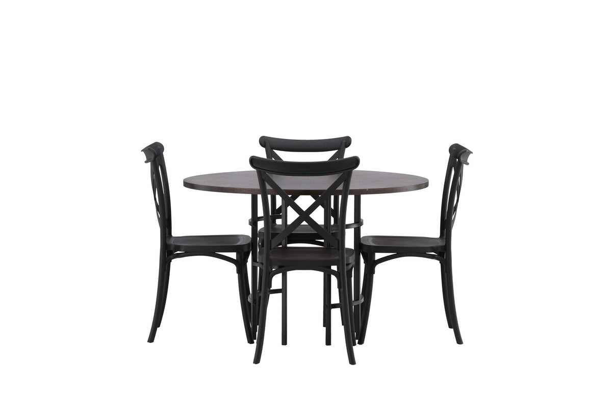 Esszimmerset Copenhagen + Crosett ⌀115cm/4St. in Mocca / Schwarz präsentiert im Onlineshop von KAQTU Design AG. Esszimmerset ist von Venture Home