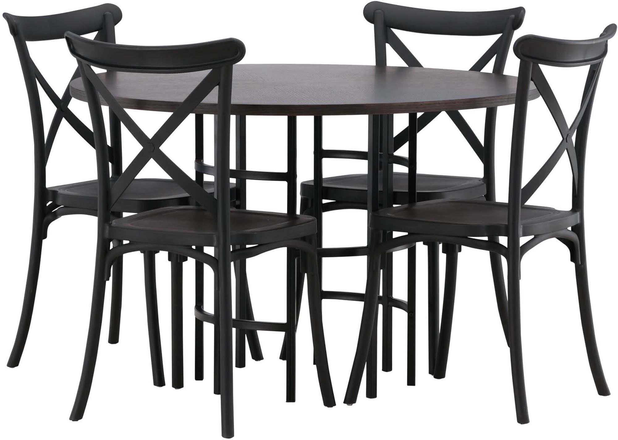 Modernes Esszimmerset Copenhagen + Crosett: Stilvoller Tisch und komfortable Stühle für gesellige Abende und entspannte Mahlzeiten.