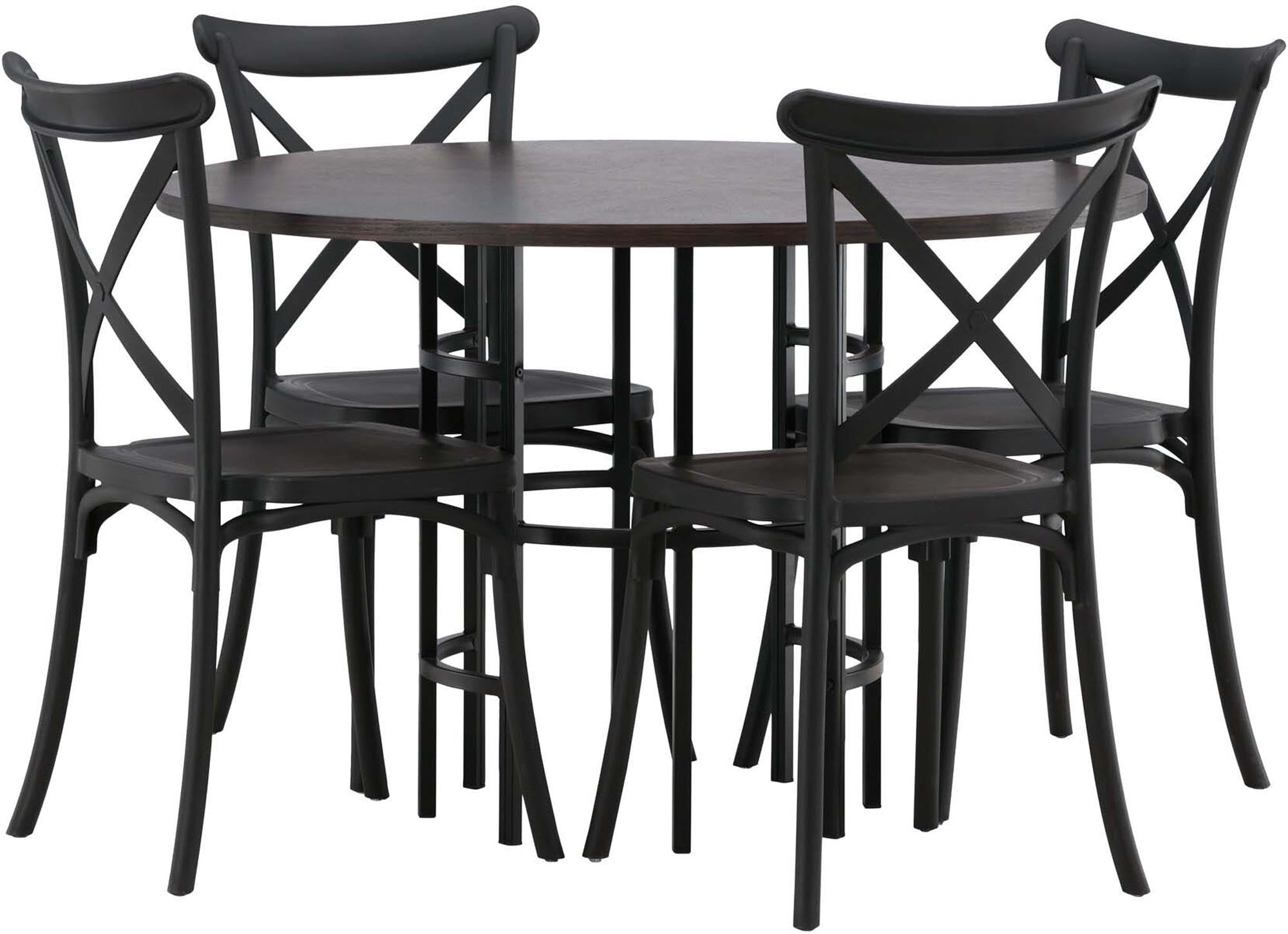 Elegantes Esszimmerset Copenhagen + Crosett: Robuster Tisch und pflegeleichte Stühle für stilvolle Dinner und gemütliche Frühstücke.