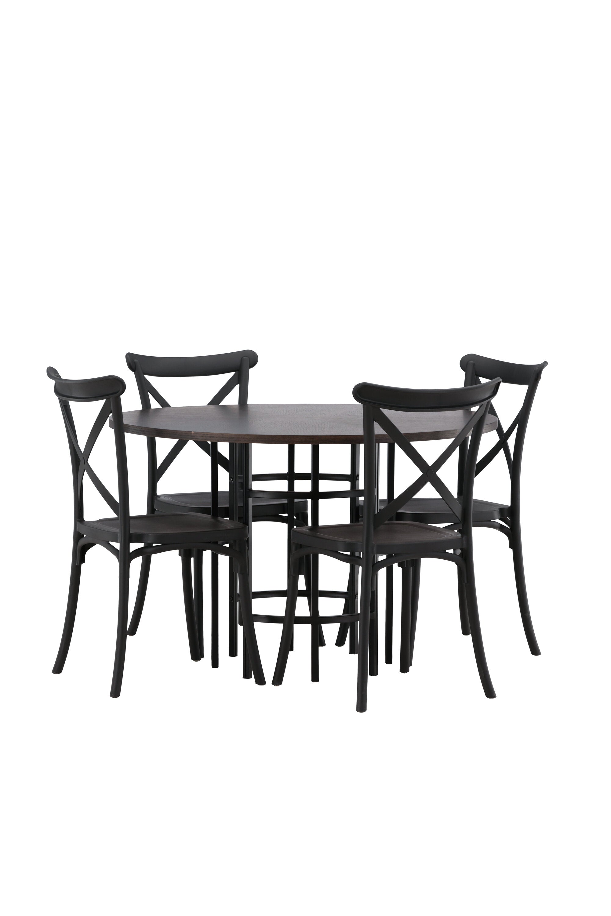 Esszimmerset Copenhagen + Crosett ⌀115cm/4St. in Mocca / Schwarz präsentiert im Onlineshop von KAQTU Design AG. Esszimmerset ist von Venture Home