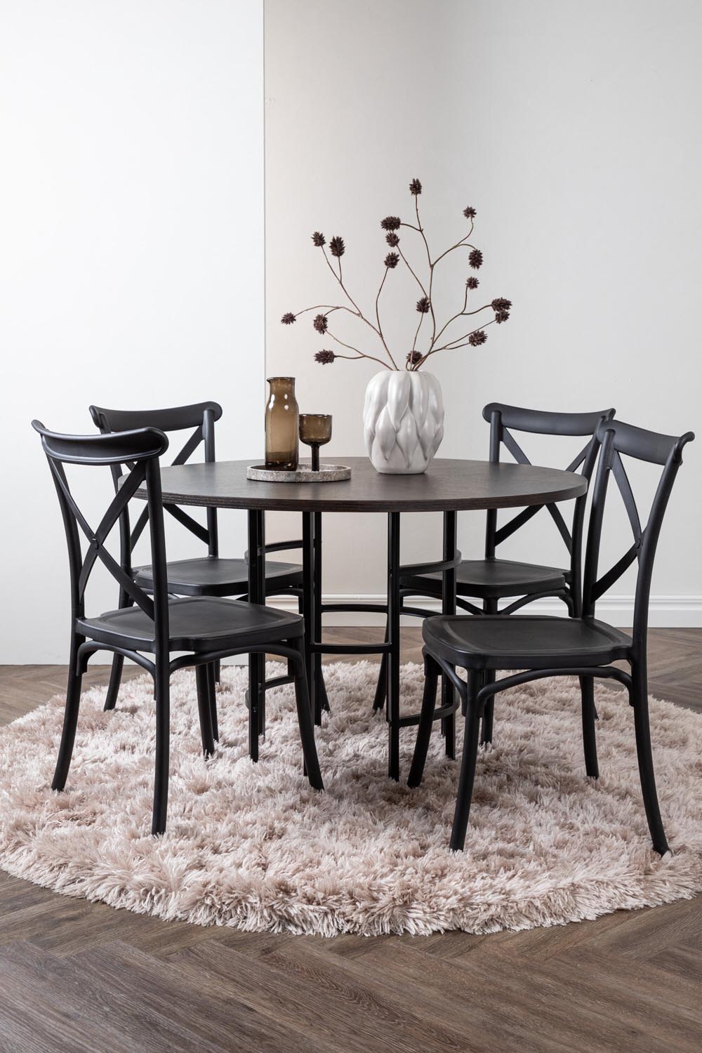 Esszimmerset Copenhagen + Crosett ⌀115cm/4St. in Mocca / Schwarz präsentiert im Onlineshop von KAQTU Design AG. Esszimmerset ist von Venture Home