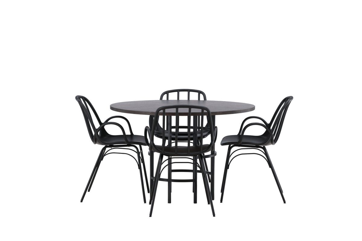 Copenhagen Esszimmerset + Dyrön ⌀115cm/4St. in Schwarz präsentiert im Onlineshop von KAQTU Design AG. Esszimmerset ist von Venture Home