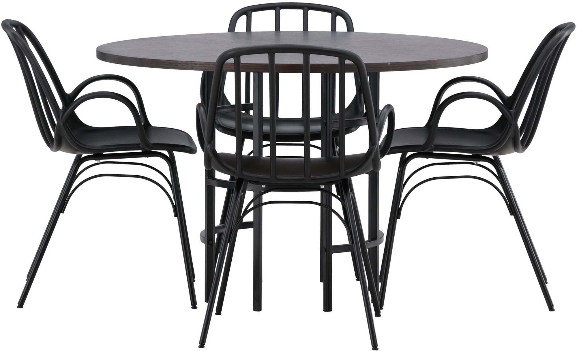 Elegantes Copenhagen Esszimmerset mit runden Tisch und 4 komfortablen Dyrön Stühlen – ideal für gesellige Abende und stilvolle Essensmomente.