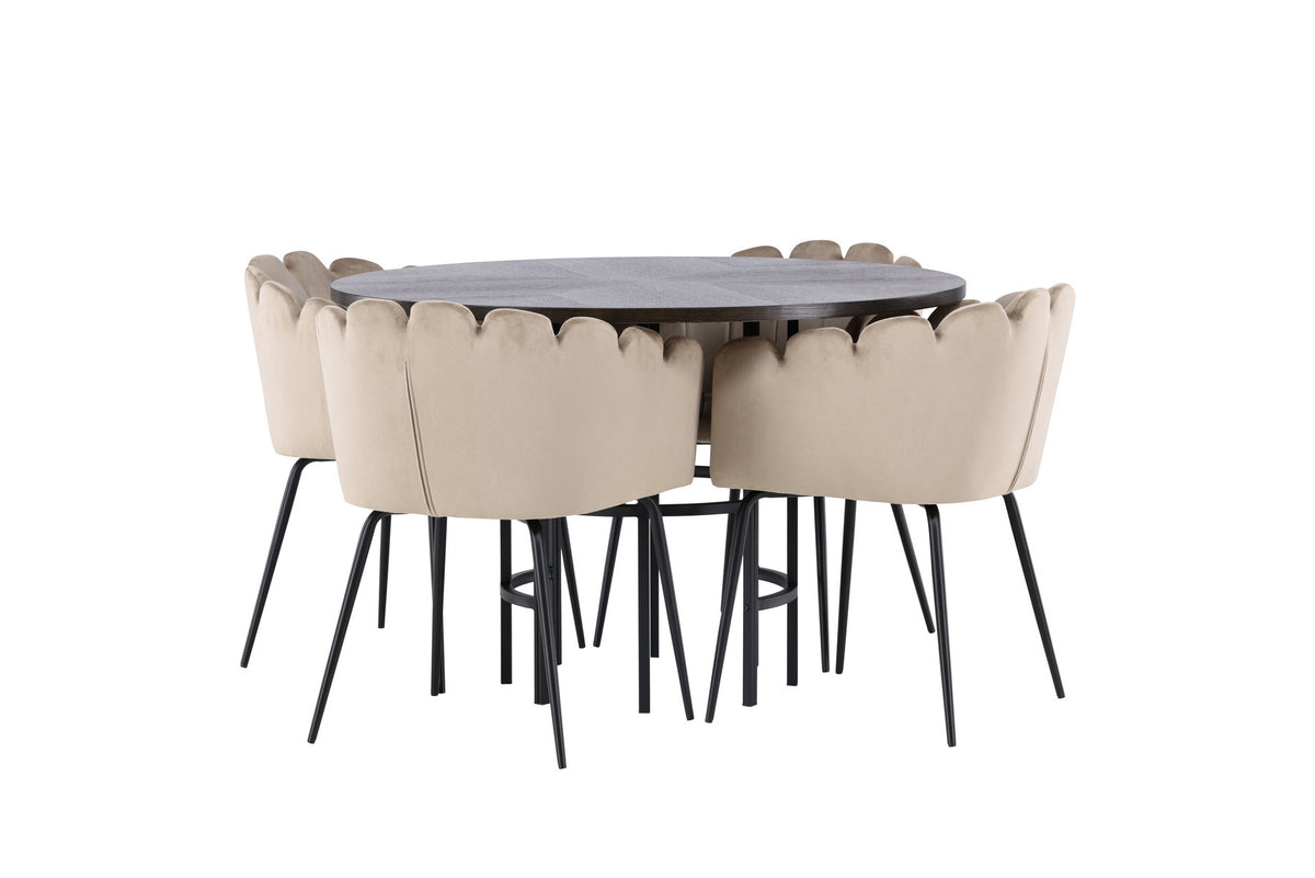 Esszimmerset Copenhagen + Limhamn ⌀115cm/4St. in Mocca / Beige präsentiert im Onlineshop von KAQTU Design AG. Esszimmerset ist von Venture Home