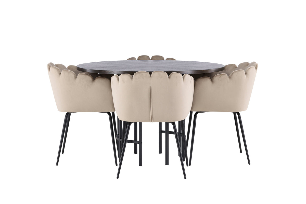 Esszimmerset Copenhagen + Limhamn ⌀115cm/4St. in Mocca / Beige präsentiert im Onlineshop von KAQTU Design AG. Esszimmerset ist von Venture Home