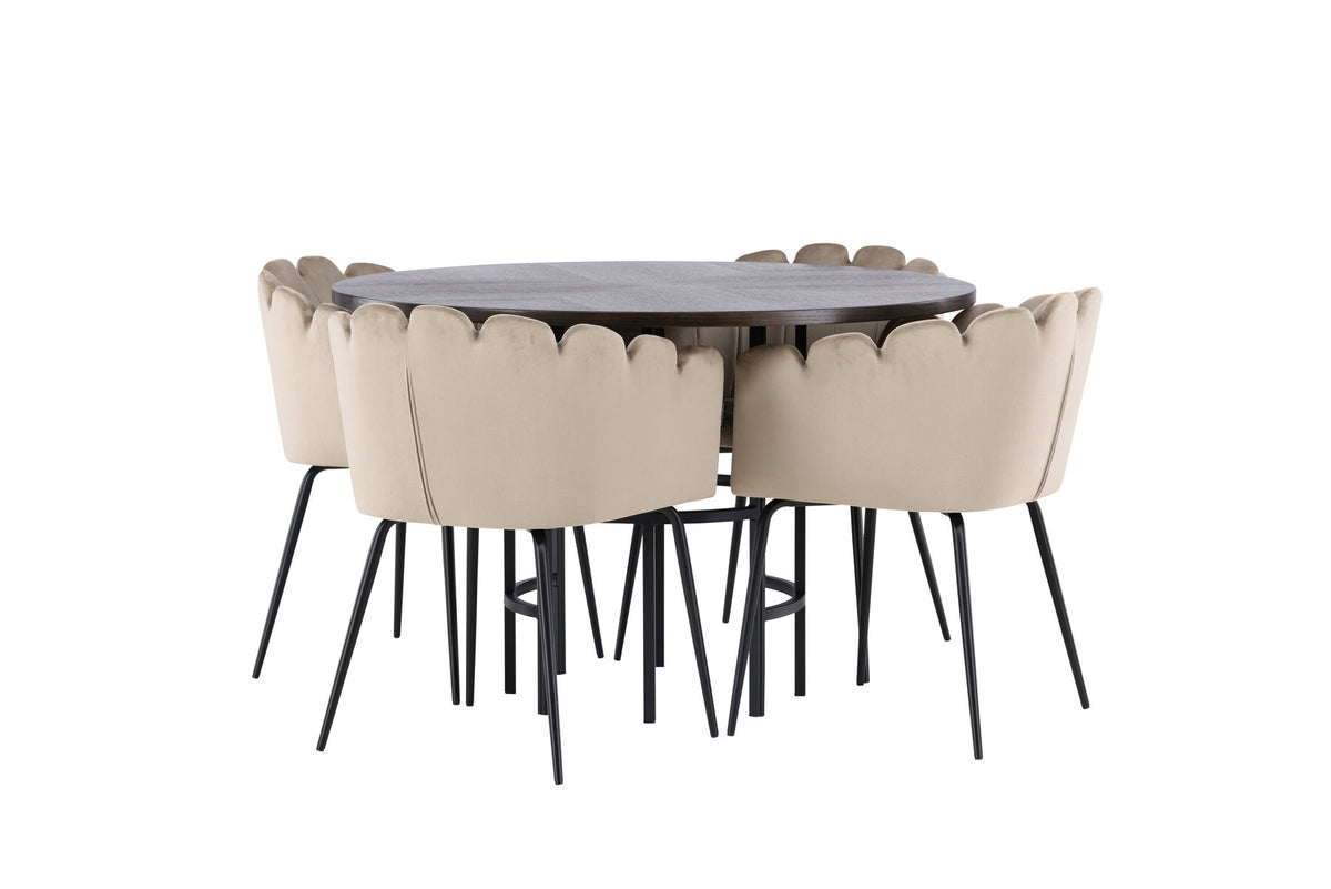 Esszimmerset Copenhagen + Limhamn ⌀115cm/4St. in Mocca / Beige präsentiert im Onlineshop von KAQTU Design AG. Esszimmerset ist von Venture Home
