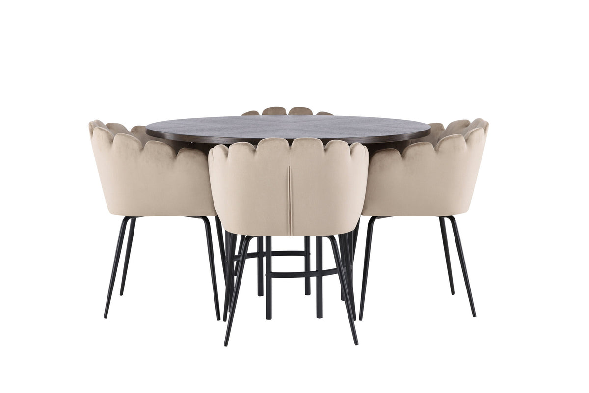 Esszimmerset Copenhagen + Limhamn ⌀115cm/4St. in Mocca / Beige präsentiert im Onlineshop von KAQTU Design AG. Esszimmerset ist von Venture Home