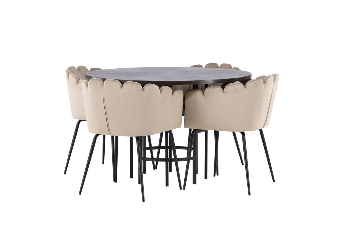 Esszimmerset Copenhagen + Limhamn ⌀115cm/4St. in Mocca / Beige präsentiert im Onlineshop von KAQTU Design AG. Esszimmerset ist von Venture Home