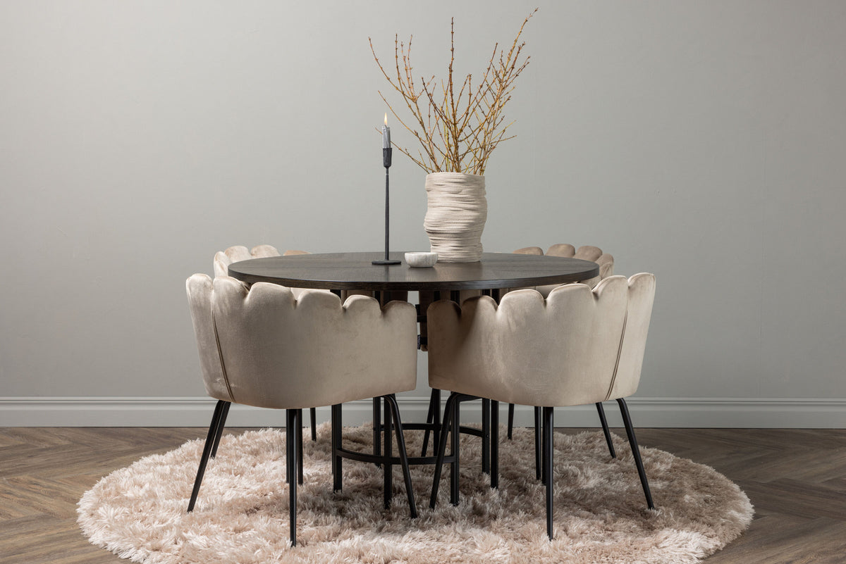 Esszimmerset Copenhagen + Limhamn ⌀115cm/4St. in Mocca / Beige präsentiert im Onlineshop von KAQTU Design AG. Esszimmerset ist von Venture Home