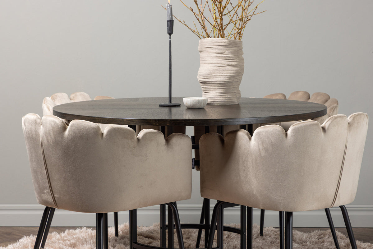Esszimmerset Copenhagen + Limhamn ⌀115cm/4St. in Mocca / Beige präsentiert im Onlineshop von KAQTU Design AG. Esszimmerset ist von Venture Home