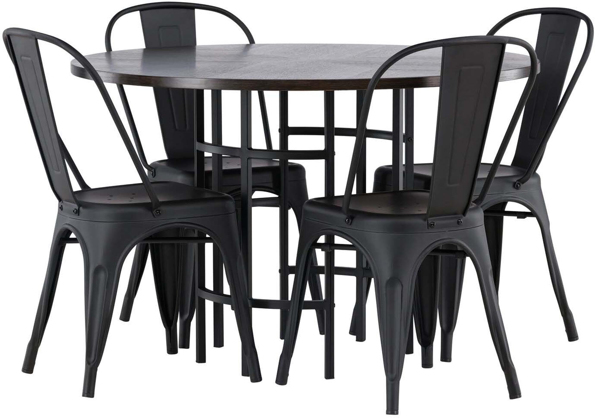 Modernes Esszimmerset mit elegantem runden Tisch und komfortablen Stühlen für stilvolle Essbereiche. Ideal für gesellige Abende!