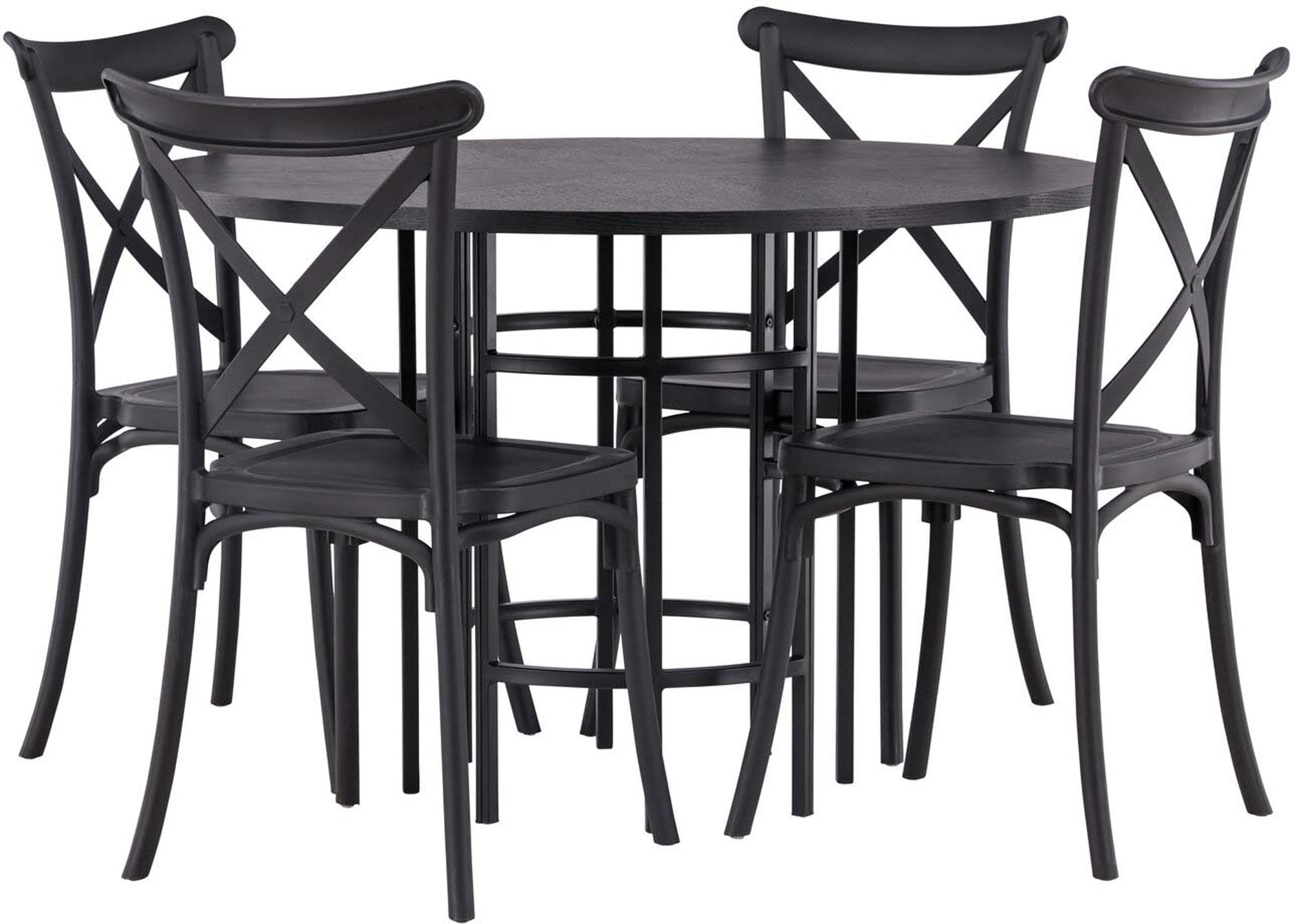 Elegantes Esszimmerset Copenhagen + Crosett: Robuster Tisch und pflegeleichte Stühle für stilvolle Dinner und gemütliche Zusammenkünfte.