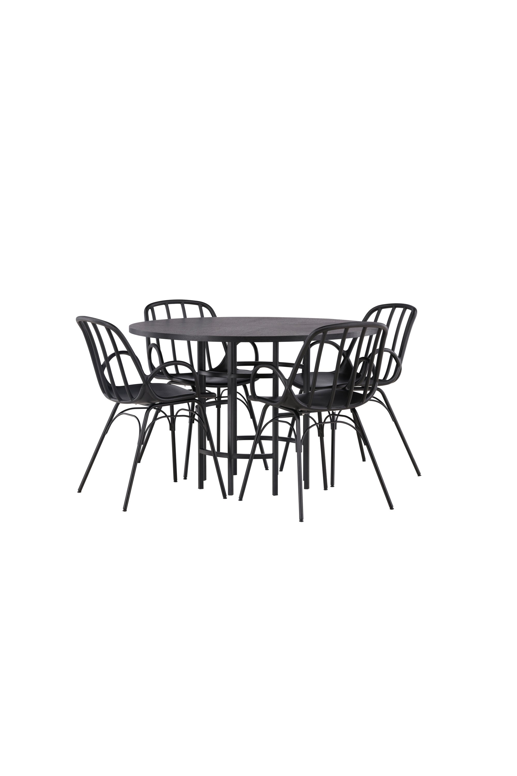Copenhagen Esszimmerset + Dyrön ⌀115cm/4St. in Schwarz präsentiert im Onlineshop von KAQTU Design AG. Esszimmerset ist von Venture Home