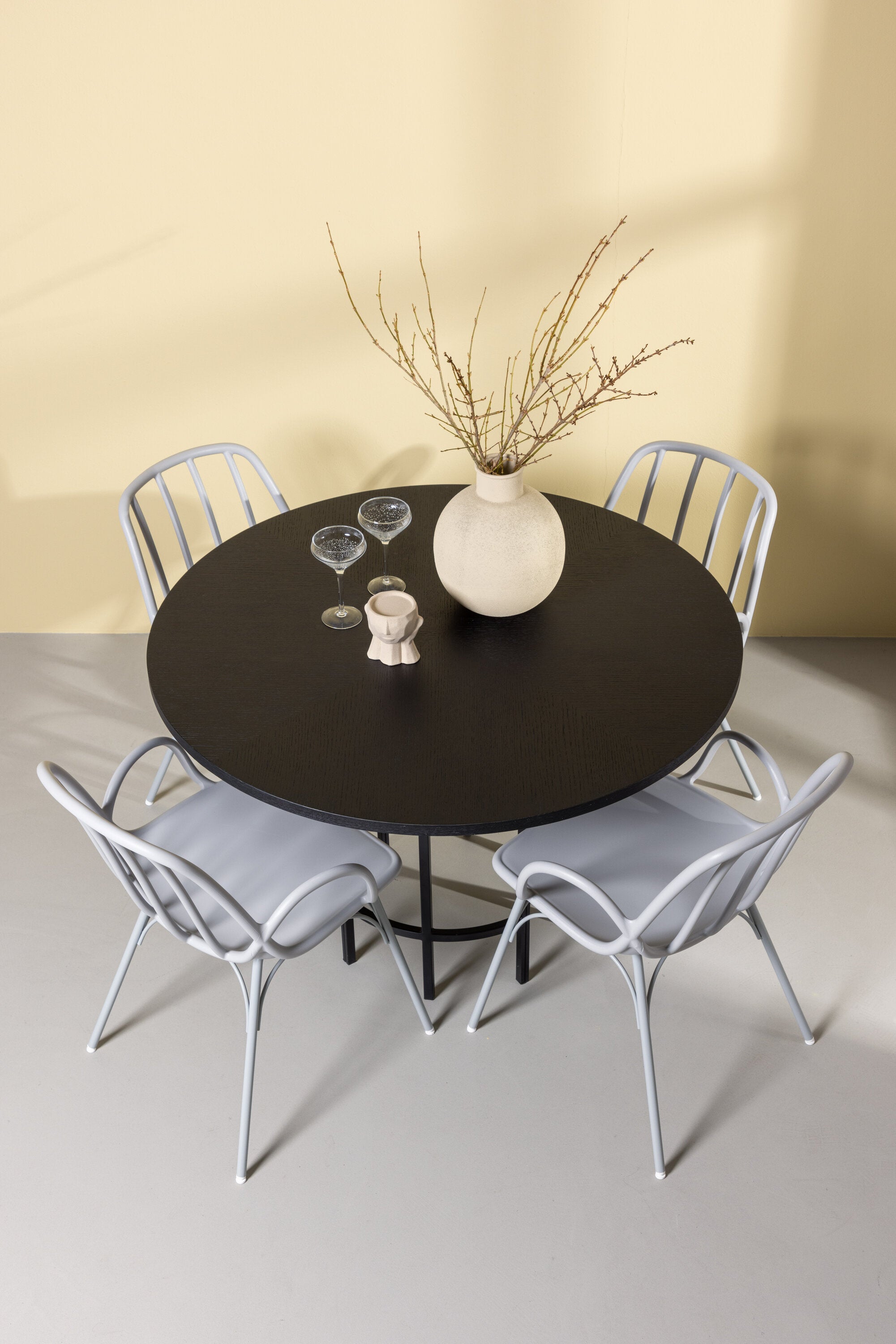 Copenhagen Esszimmerset + Dyrön ⌀115cm/4St. in Greige präsentiert im Onlineshop von KAQTU Design AG. Esszimmerset ist von Venture Home