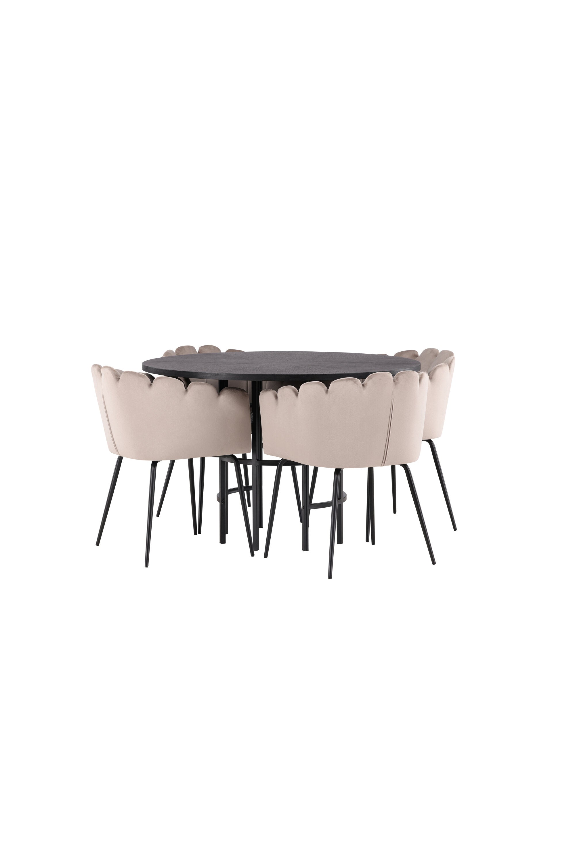 Esszimmerset Copenhagen + Limhamn ⌀115cm/4St. in Schwarz / Beige präsentiert im Onlineshop von KAQTU Design AG. Esszimmerset ist von Venture Home