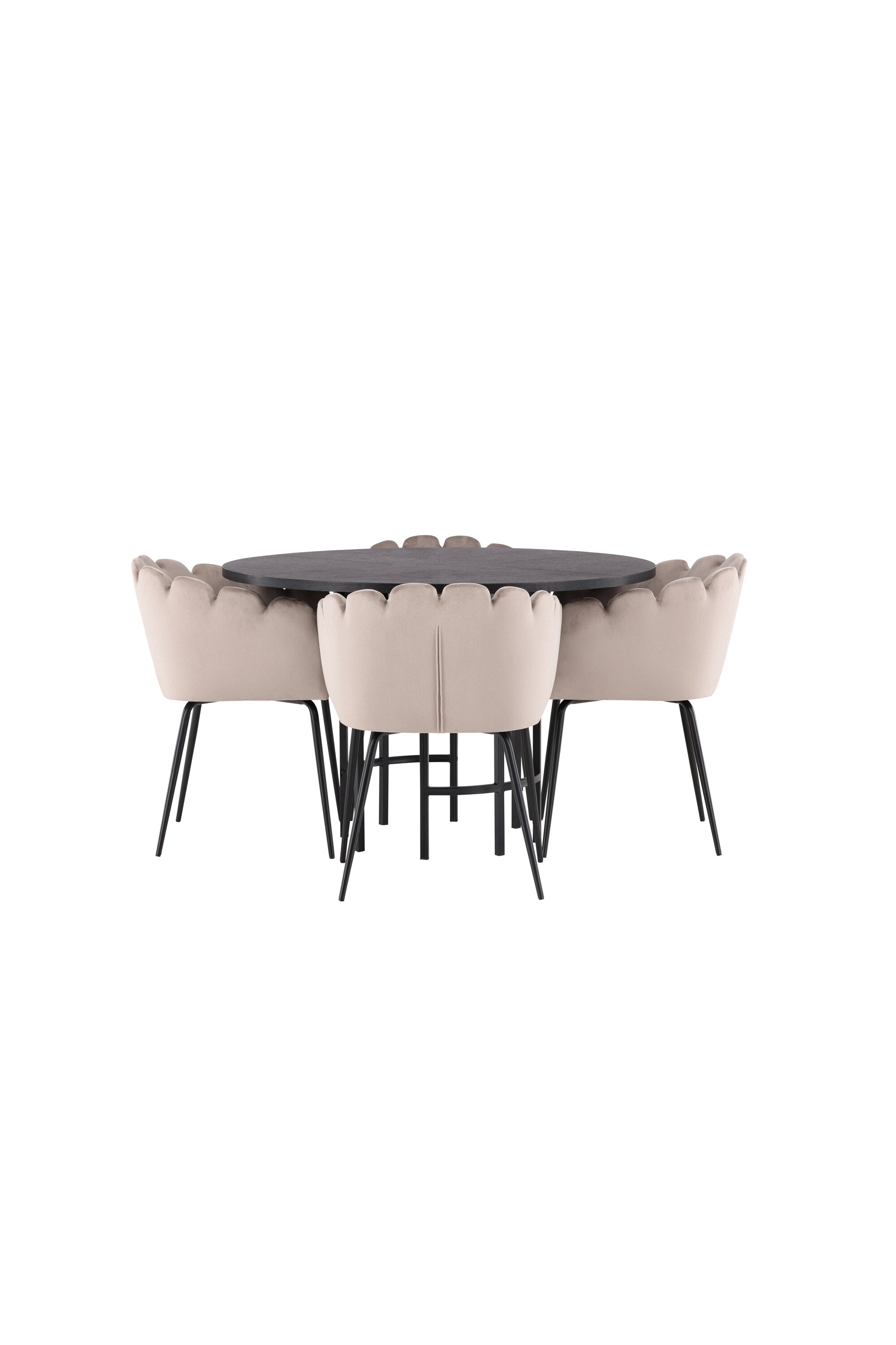 Esszimmerset Copenhagen + Limhamn ⌀115cm/4St. in Schwarz / Beige präsentiert im Onlineshop von KAQTU Design AG. Esszimmerset ist von Venture Home