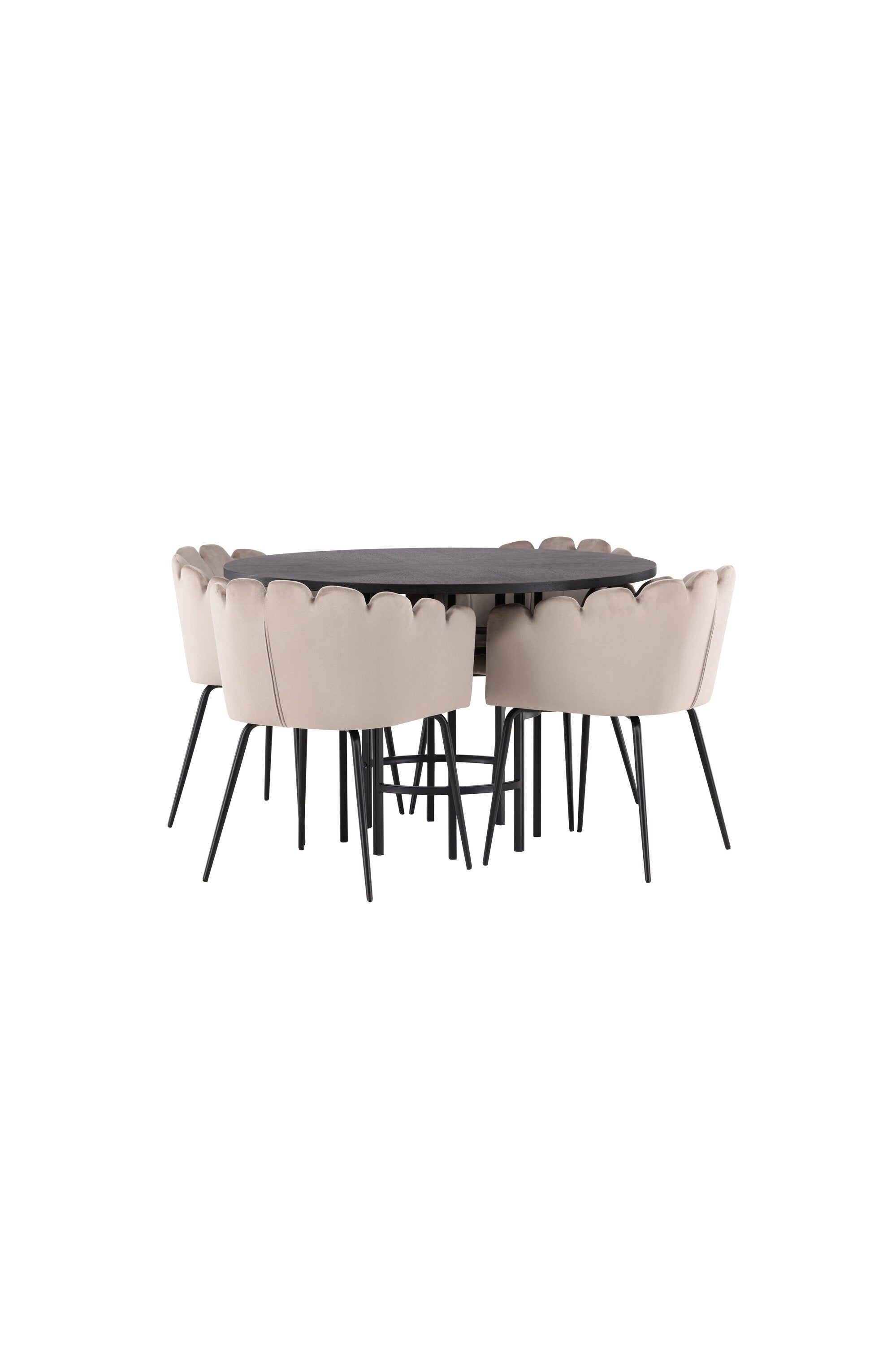 Esszimmerset Copenhagen + Limhamn ⌀115cm/4St. in Schwarz / Beige präsentiert im Onlineshop von KAQTU Design AG. Esszimmerset ist von Venture Home