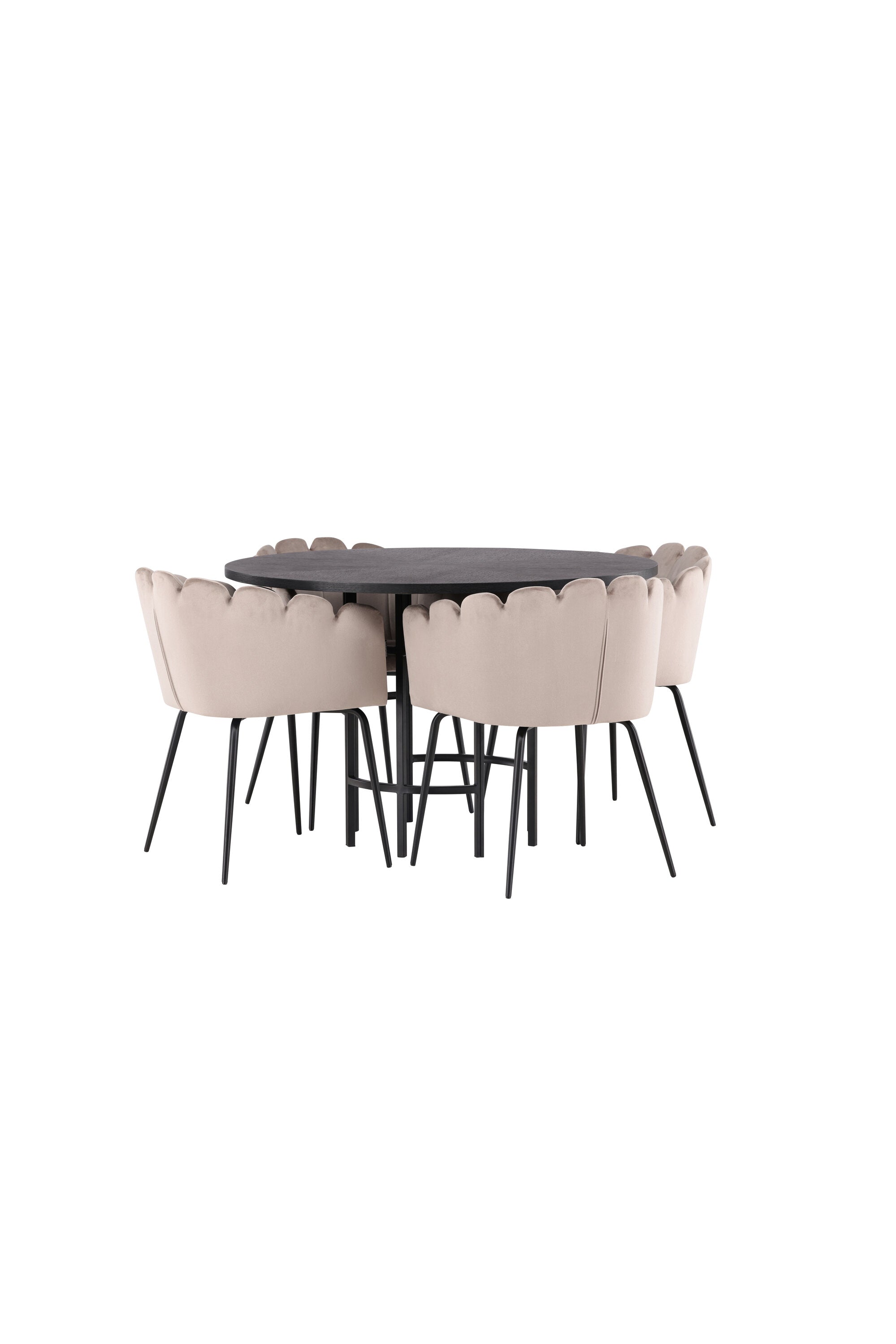 Esszimmerset Copenhagen + Limhamn ⌀115cm/4St. in Schwarz / Beige präsentiert im Onlineshop von KAQTU Design AG. Esszimmerset ist von Venture Home