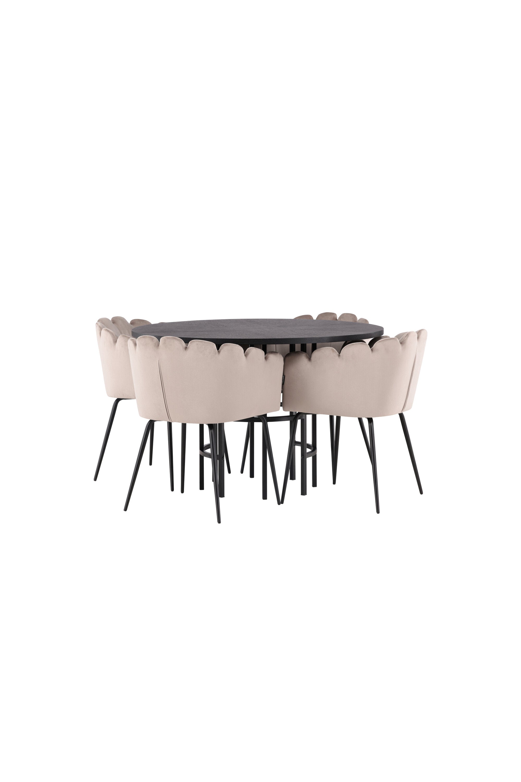 Esszimmerset Copenhagen + Limhamn ⌀115cm/4St. in Schwarz / Beige präsentiert im Onlineshop von KAQTU Design AG. Esszimmerset ist von Venture Home