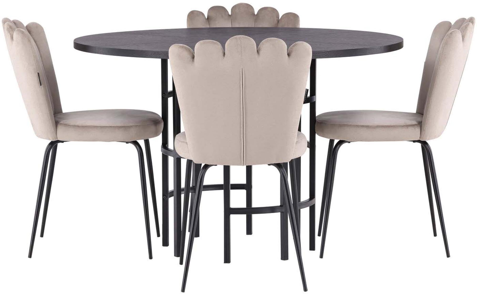 Entdecken Sie das stilvolle Esszimmerset Copenhagen + Limhamn Light ⌀115cm/4St. von Venture Home – eleganter Esstisch und bequeme Stühle für Ihr Zuhause.