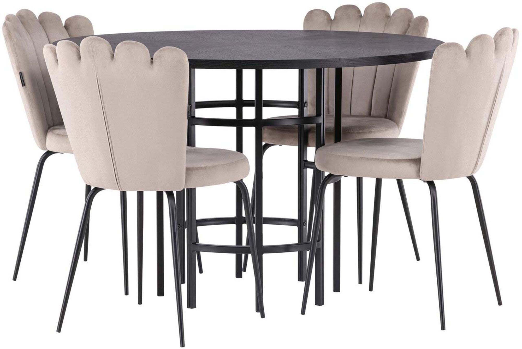 Entdecken Sie das stilvolle Esszimmerset Copenhagen + Limhamn Light ⌀115cm/4St. von Venture Home – perfekt für gesellige Abende und elegantes Ambiente.