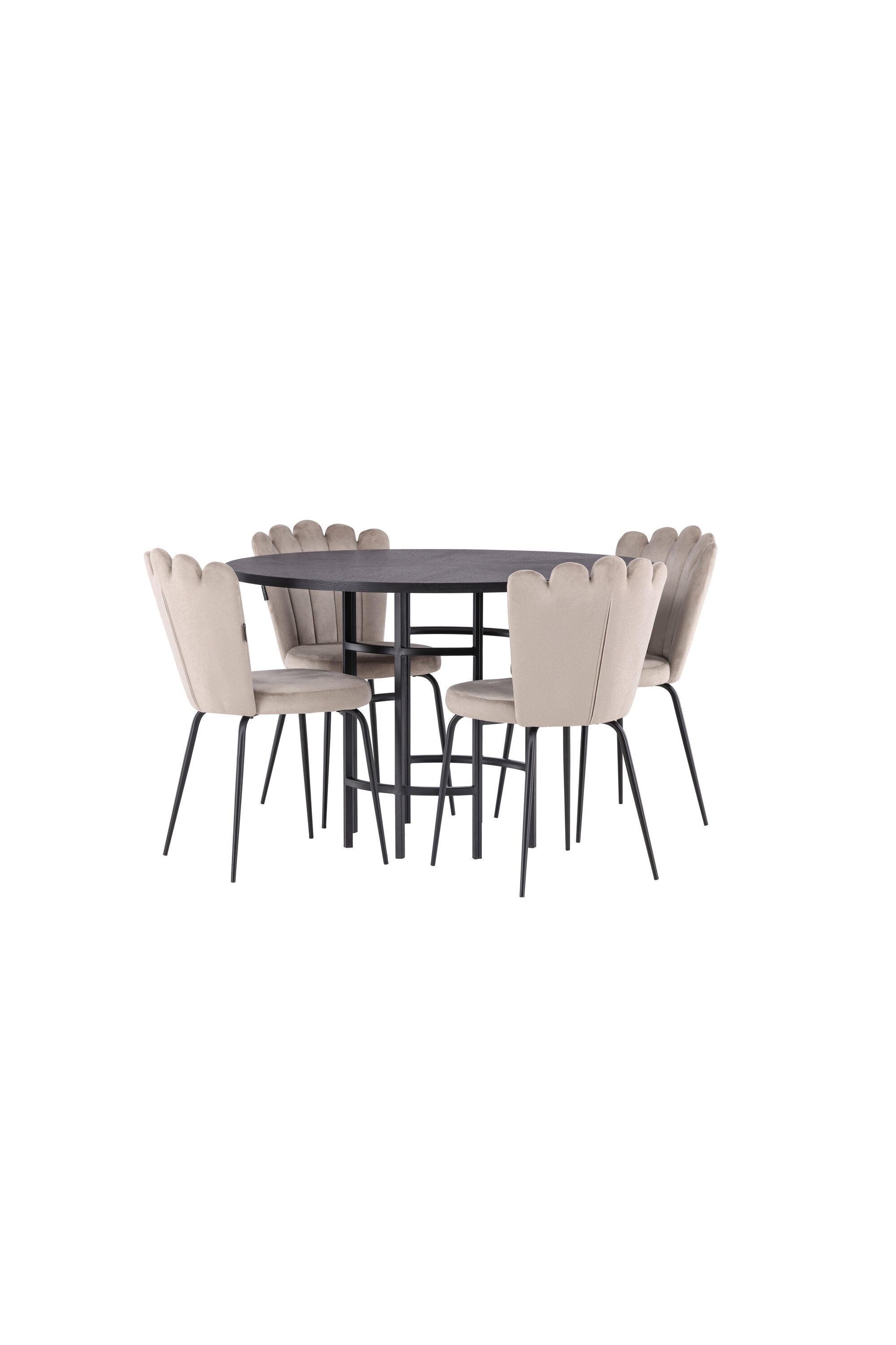 Esszimmerset Copenhagen + Limhamn Light ⌀115cm/4St. in Schwarz / Beige präsentiert im Onlineshop von KAQTU Design AG. Esszimmerset ist von Venture Home