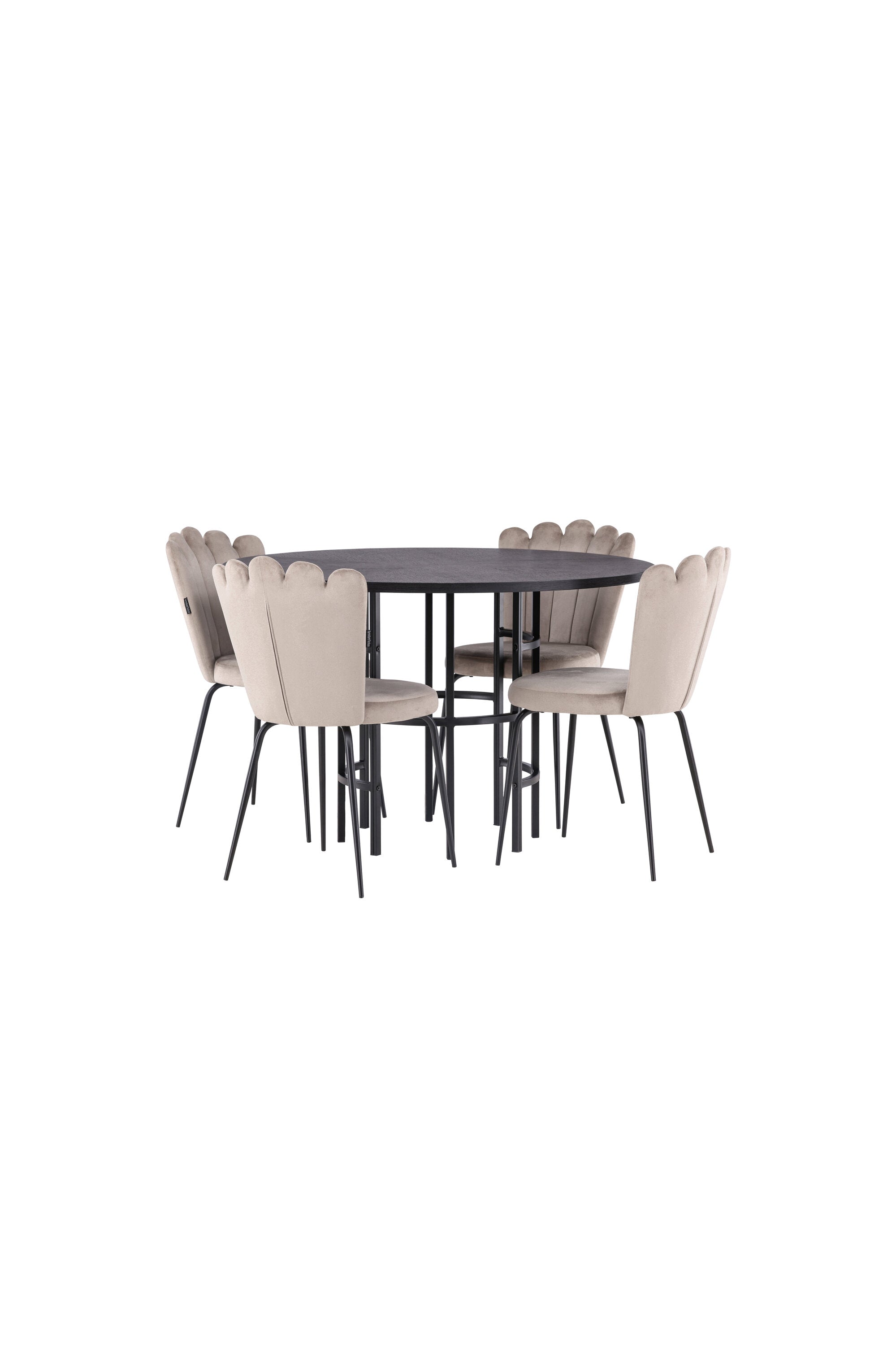 Esszimmerset Copenhagen + Limhamn Light ⌀115cm/4St. in Schwarz / Beige präsentiert im Onlineshop von KAQTU Design AG. Esszimmerset ist von Venture Home