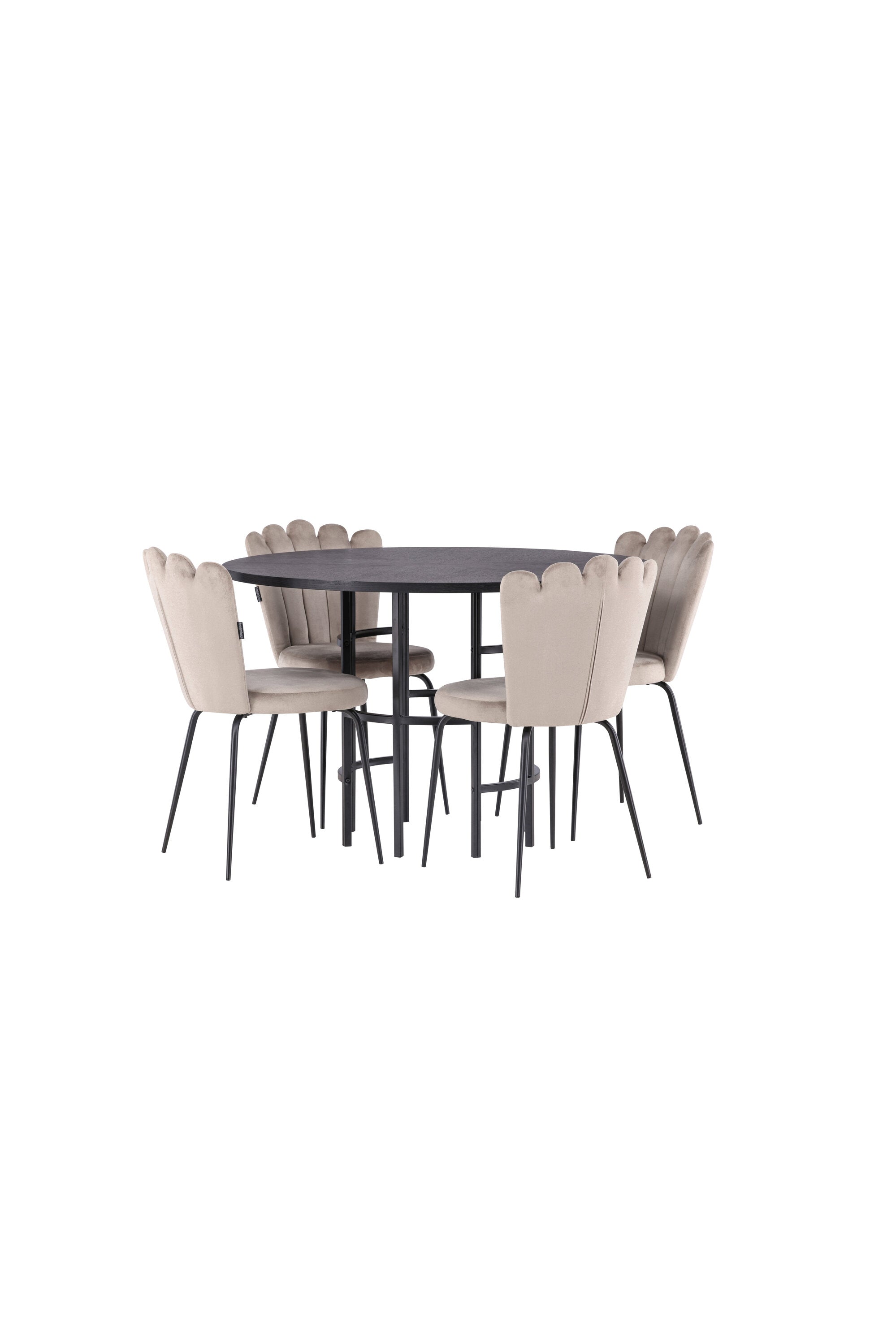 Esszimmerset Copenhagen + Limhamn Light ⌀115cm/4St. in Schwarz / Beige präsentiert im Onlineshop von KAQTU Design AG. Esszimmerset ist von Venture Home