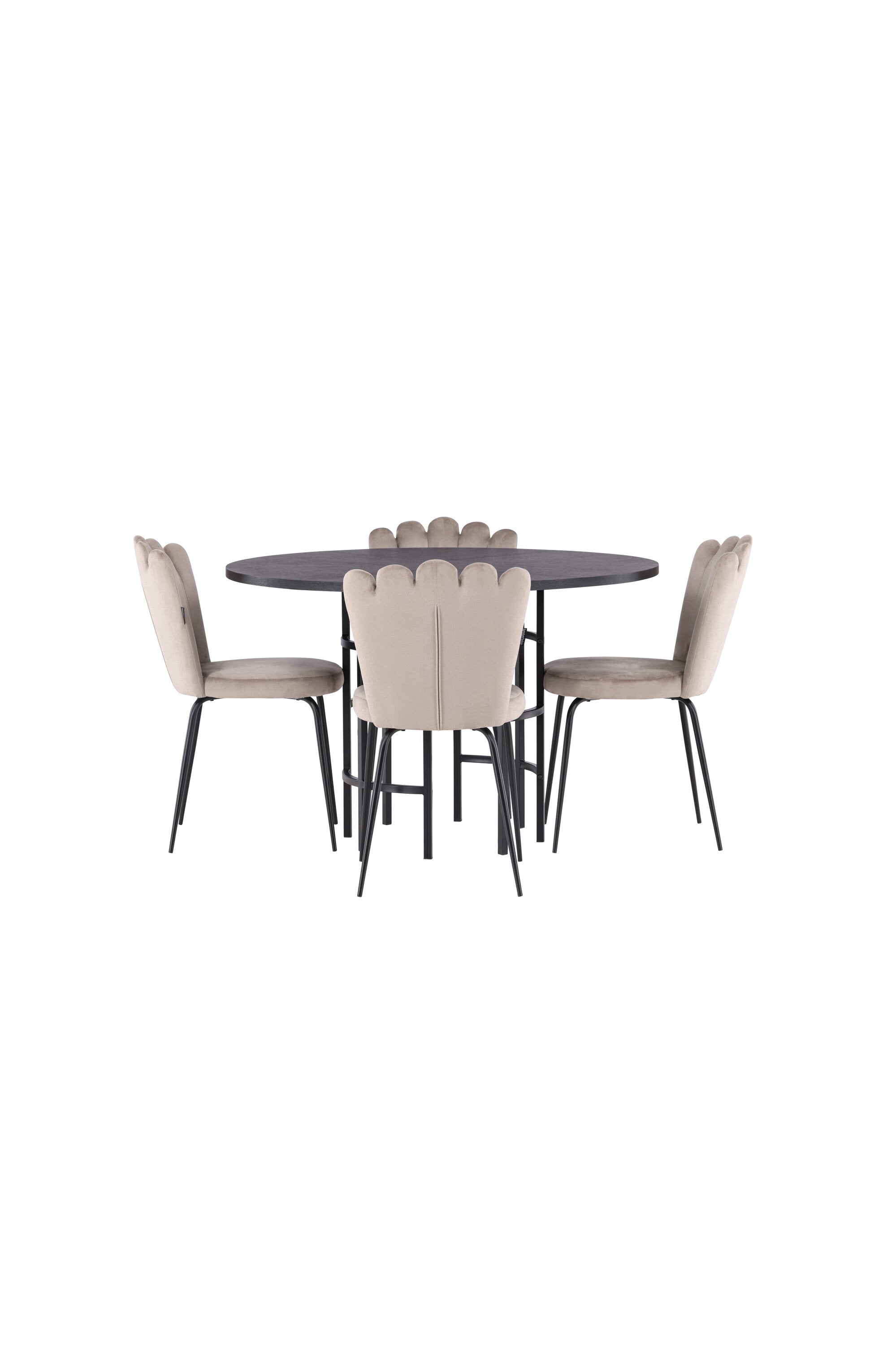 Esszimmerset Copenhagen + Limhamn Light ⌀115cm/4St. in Schwarz / Beige präsentiert im Onlineshop von KAQTU Design AG. Esszimmerset ist von Venture Home