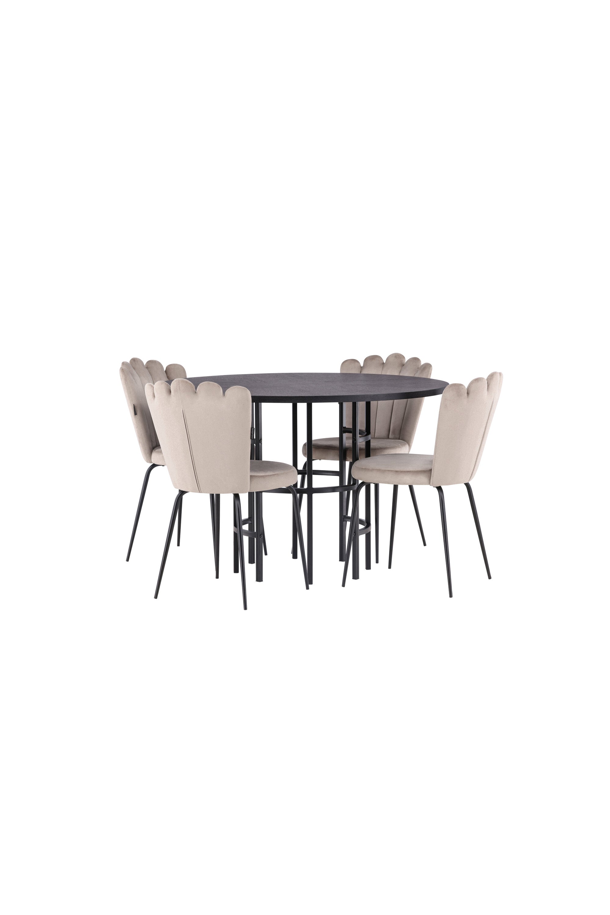 Esszimmerset Copenhagen + Limhamn Light ⌀115cm/4St. in Schwarz / Beige präsentiert im Onlineshop von KAQTU Design AG. Esszimmerset ist von Venture Home