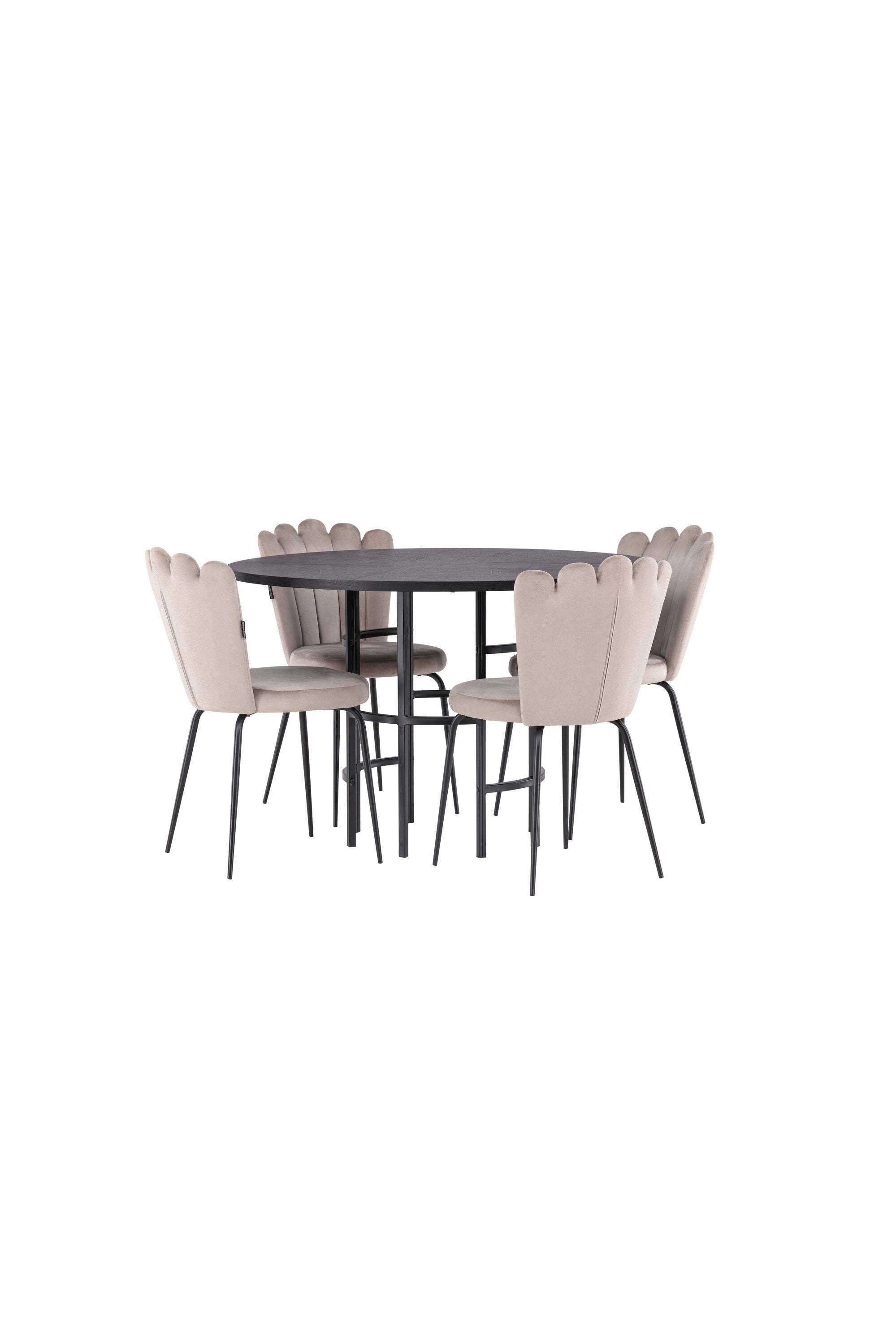 Esszimmerset Copenhagen + Limhamn Light ⌀115cm/4St. in Schwarz / Beige präsentiert im Onlineshop von KAQTU Design AG. Esszimmerset ist von Venture Home