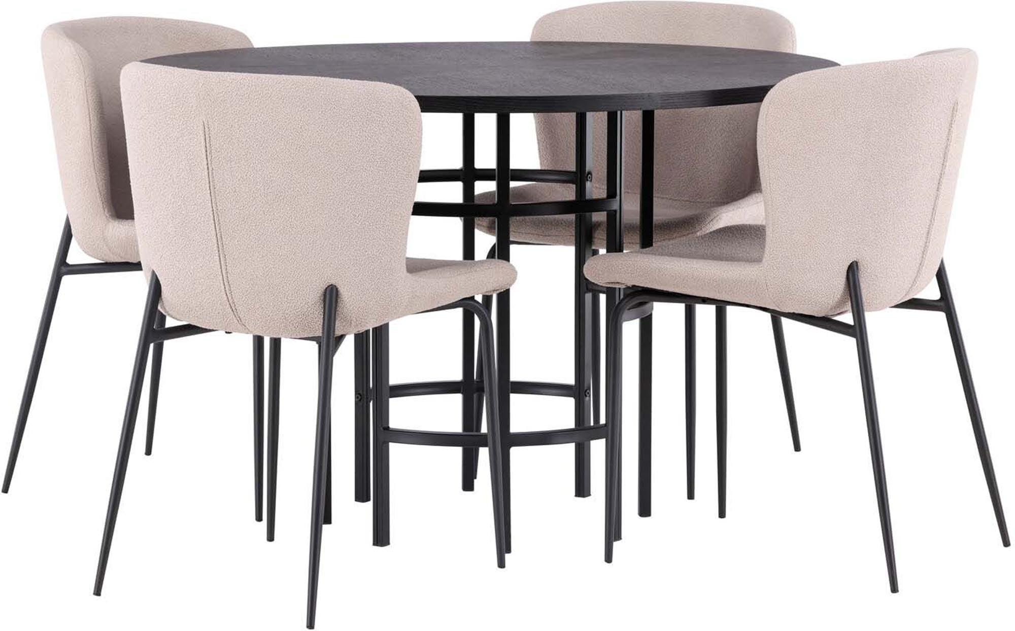 Esszimmerset Copenhagen + Modesto: Eleganter runder Tisch und bequeme Stühle im Industriedesign. Perfekt für gesellige Abende!