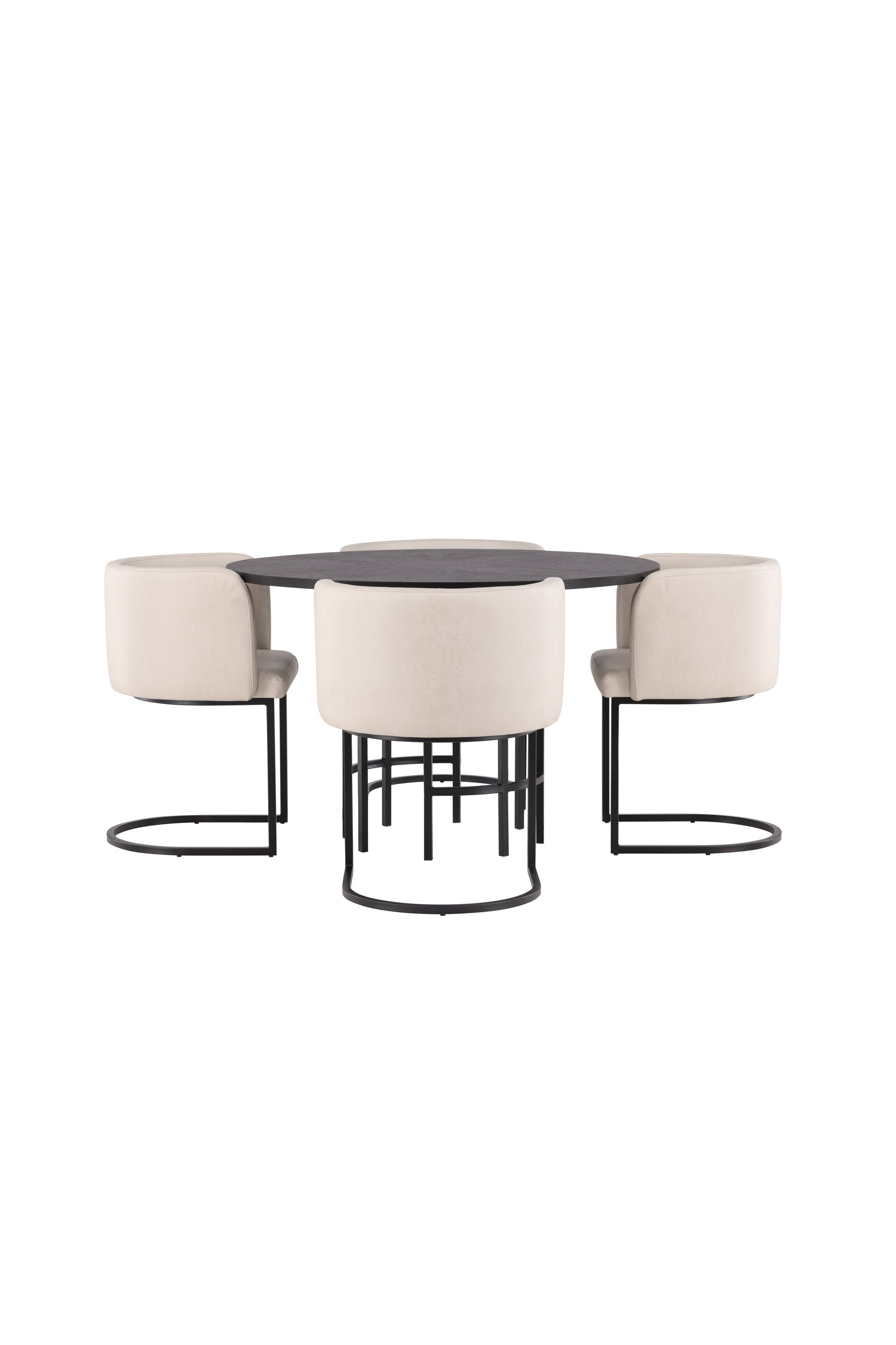 Esszimmerset Copenhagen + Simrishamn ⌀115cm/4St. in Beige / Schwarz präsentiert im Onlineshop von KAQTU Design AG. Esszimmerset ist von Venture Home