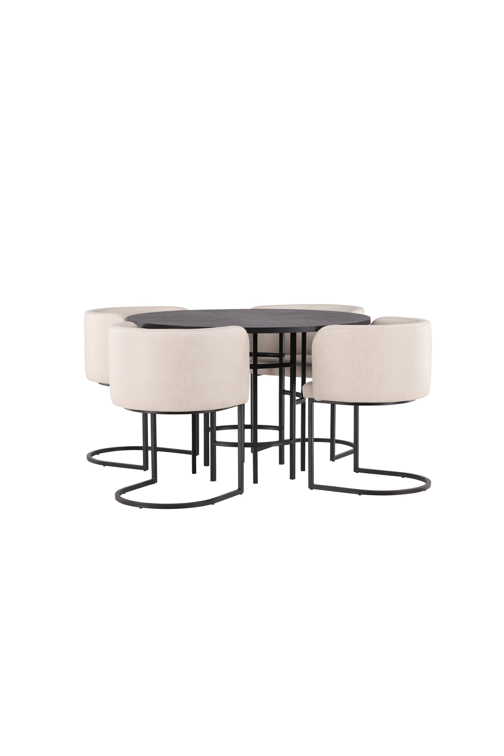 Esszimmerset Copenhagen + Simrishamn ⌀115cm/4St. in Beige / Schwarz präsentiert im Onlineshop von KAQTU Design AG. Esszimmerset ist von Venture Home