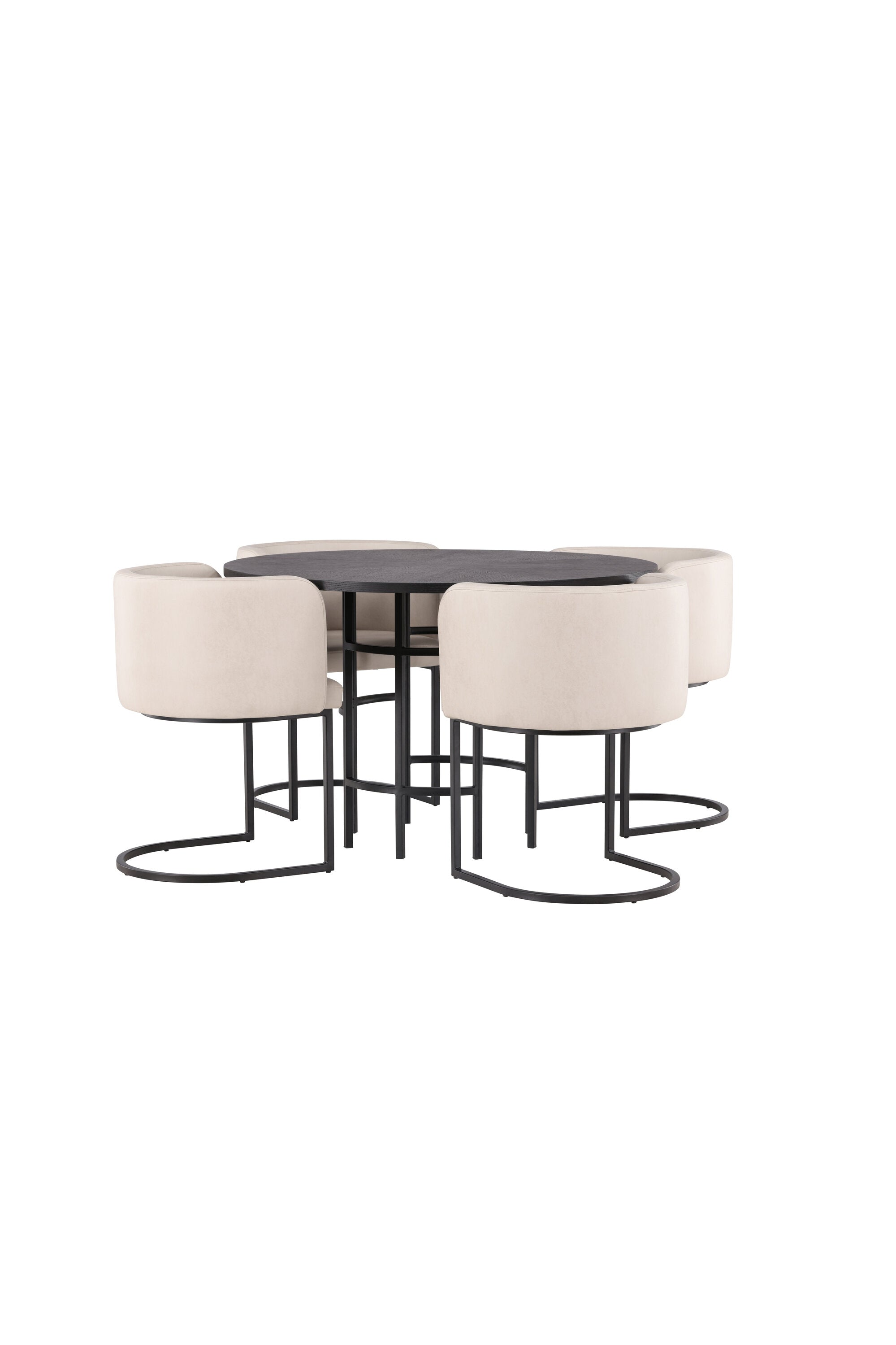 Esszimmerset Copenhagen + Simrishamn ⌀115cm/4St. in Beige / Schwarz präsentiert im Onlineshop von KAQTU Design AG. Esszimmerset ist von Venture Home