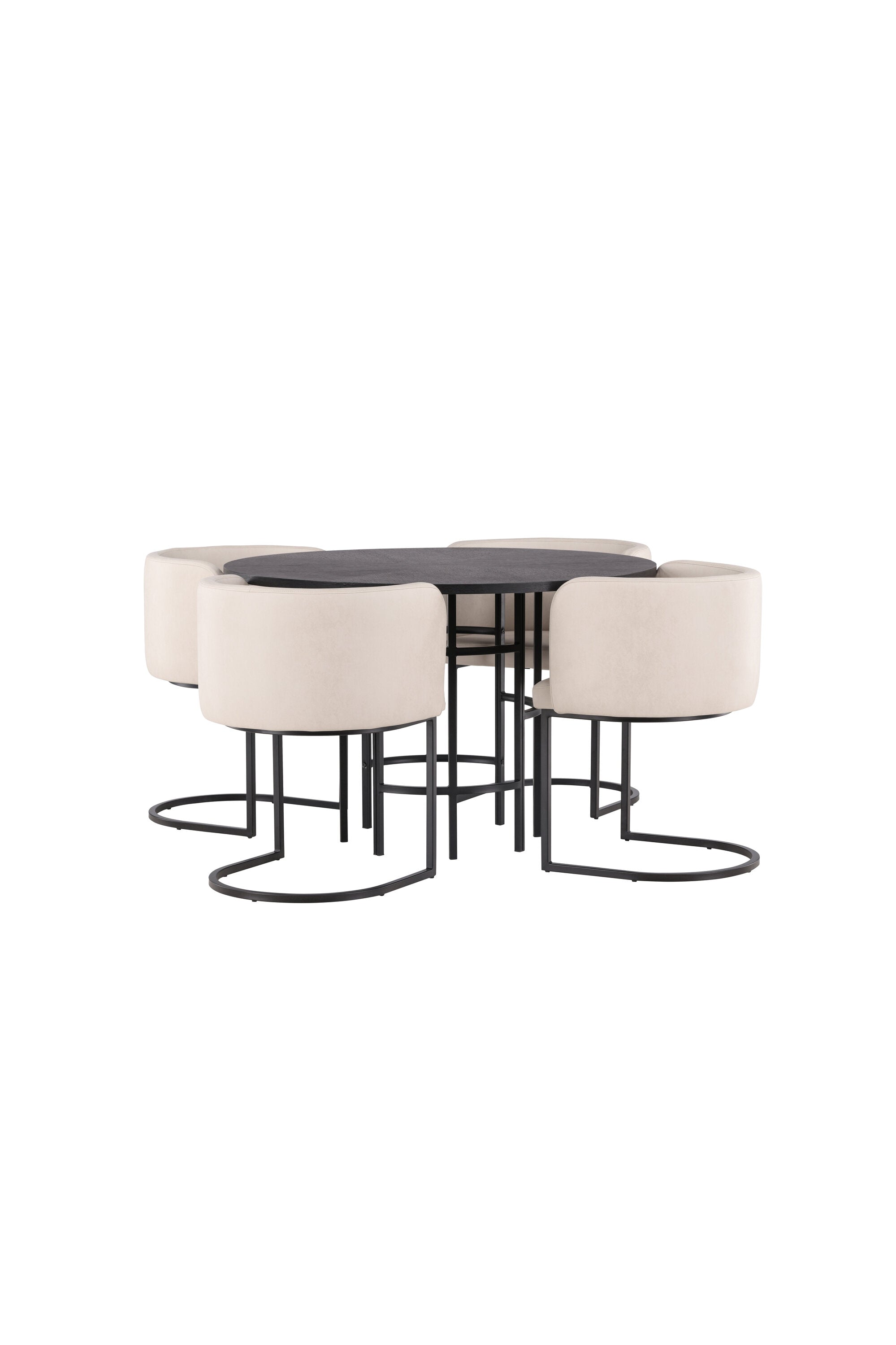 Esszimmerset Copenhagen + Simrishamn ⌀115cm/4St. in Beige / Schwarz präsentiert im Onlineshop von KAQTU Design AG. Esszimmerset ist von Venture Home