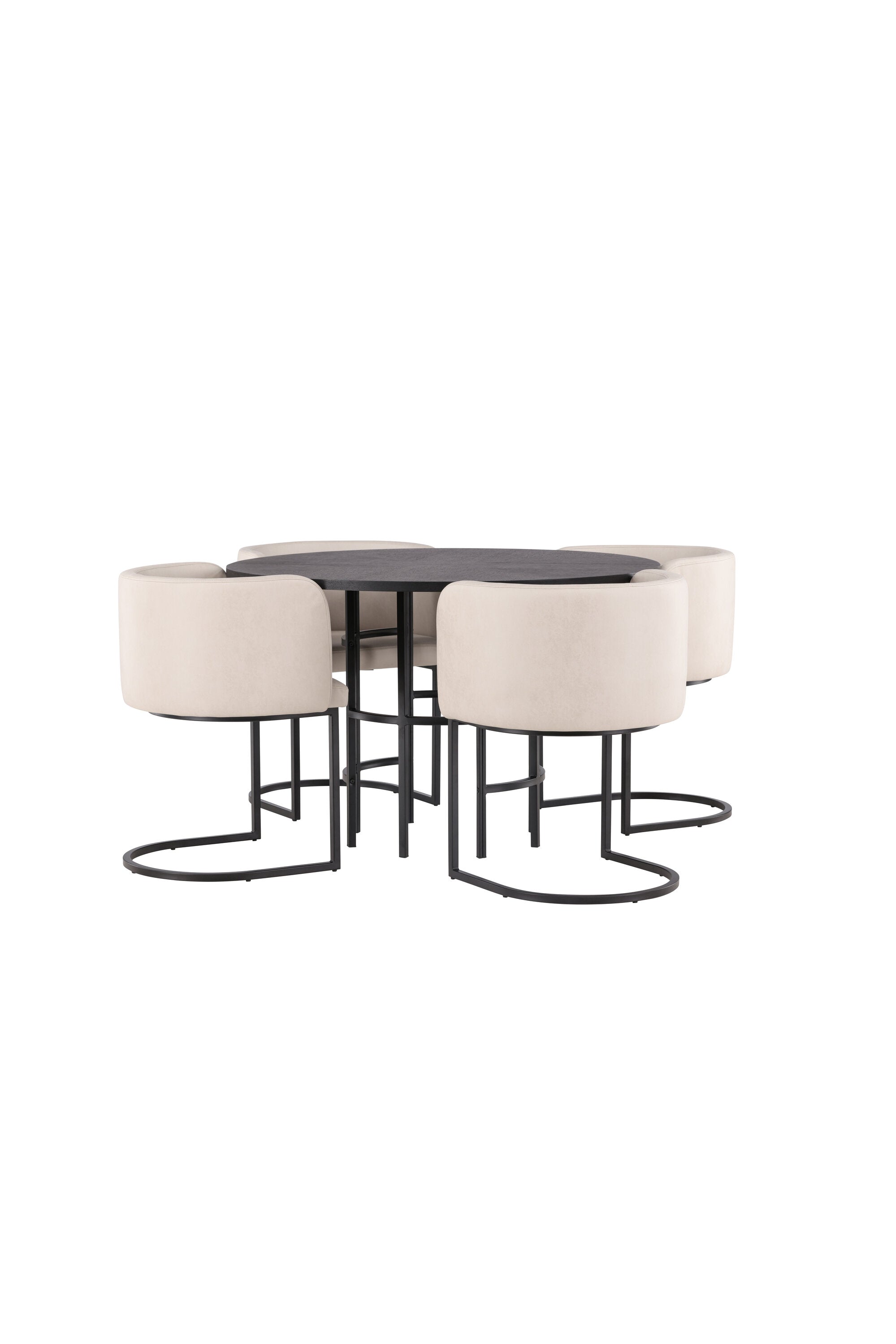 Esszimmerset Copenhagen + Simrishamn ⌀115cm/4St. in Beige / Schwarz präsentiert im Onlineshop von KAQTU Design AG. Esszimmerset ist von Venture Home
