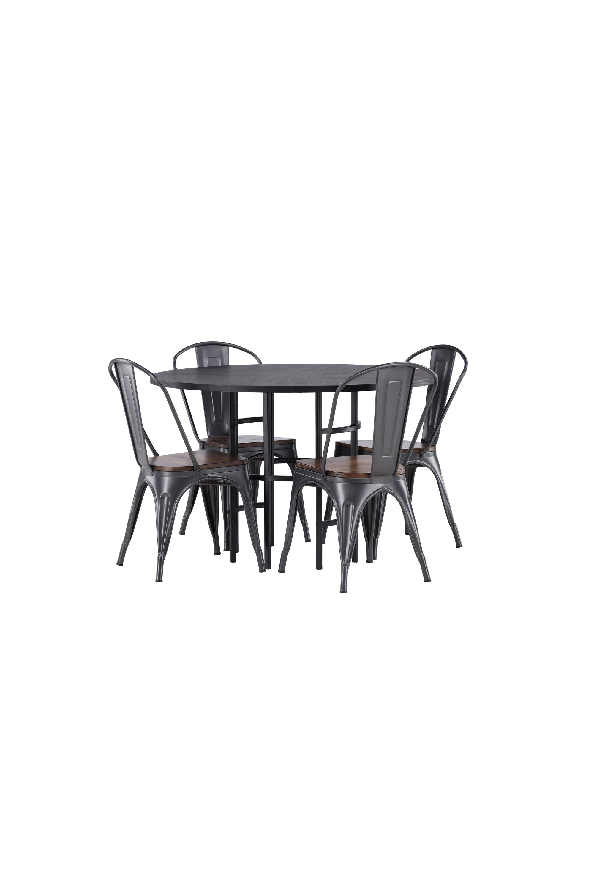 Esszimmerset Copenhagen + Tempe ⌀115cm/4St. in Dunkelgrau / Walnuss präsentiert im Onlineshop von KAQTU Design AG. Esszimmerset ist von Venture Home