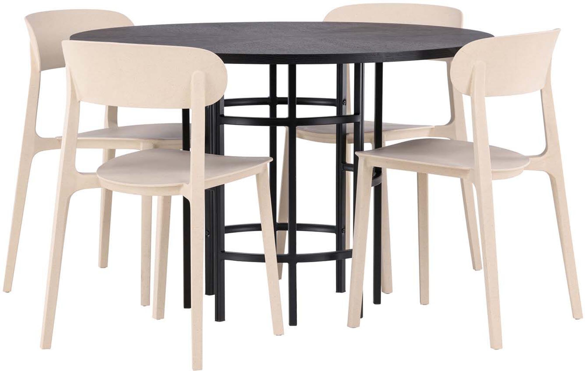 Elegantes Esszimmerset Copenhagen + Astol: Moderner Tisch mit 115 cm Durchmesser und stilvolle Stühle für unvergessliche Momente mit Familie und Freunden.