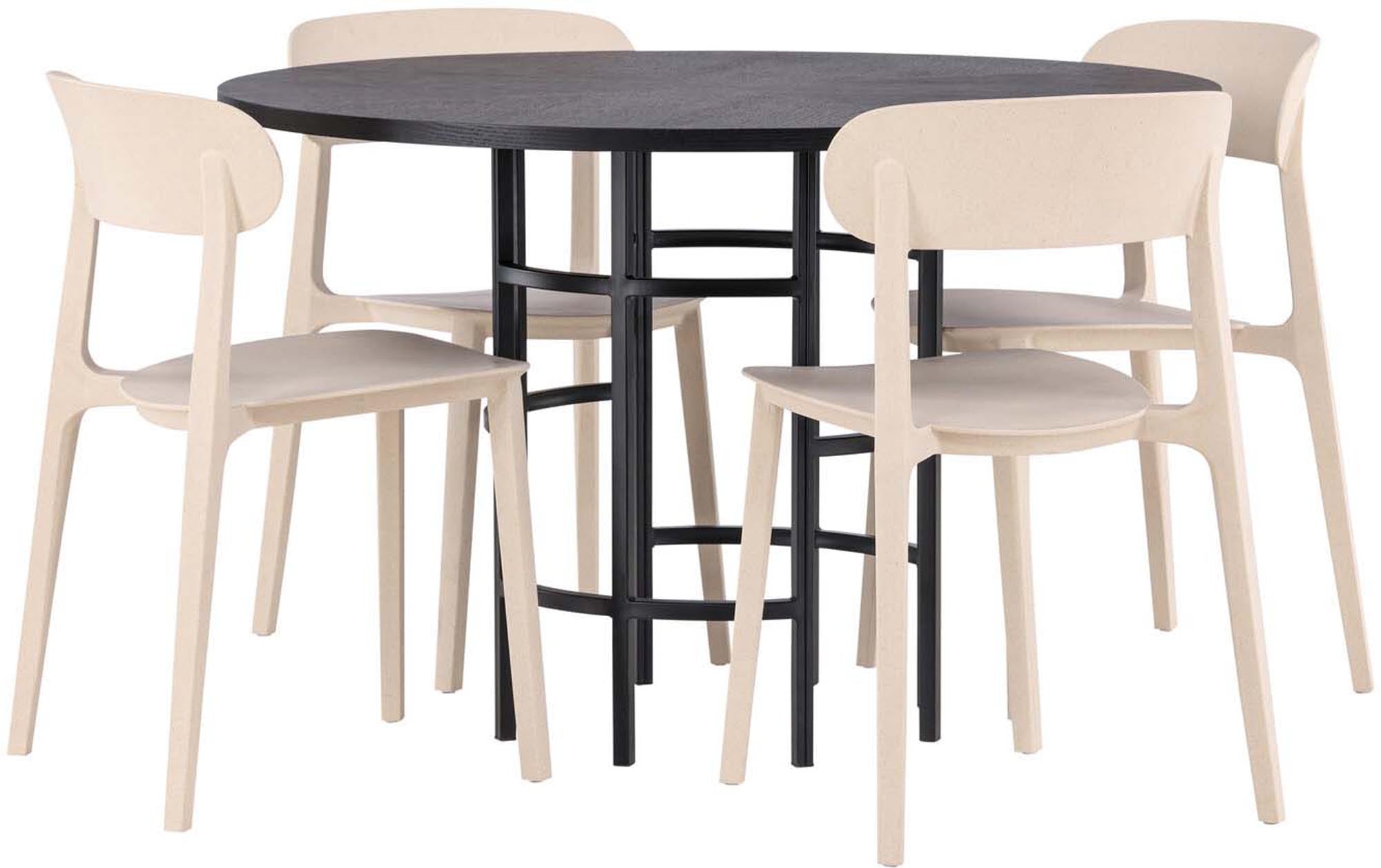 Stilvolles Esszimmerset Copenhagen + Astol: Rundtisch mit 115 cm Durchmesser und elegante Stühle für gesellige Abende und gemütliche Mahlzeiten.