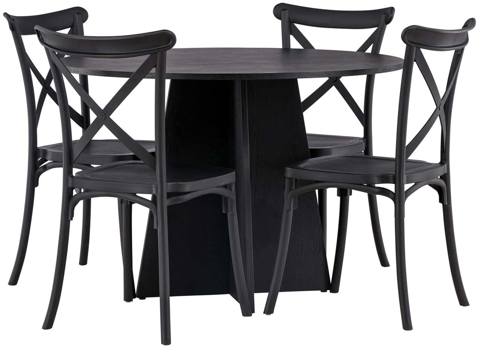 Elegantes Bootcut Esszimmerset mit Crosett Stühlen, ideal für gesellige Runden und stilvolle Akzente in Ihrem Esszimmer.