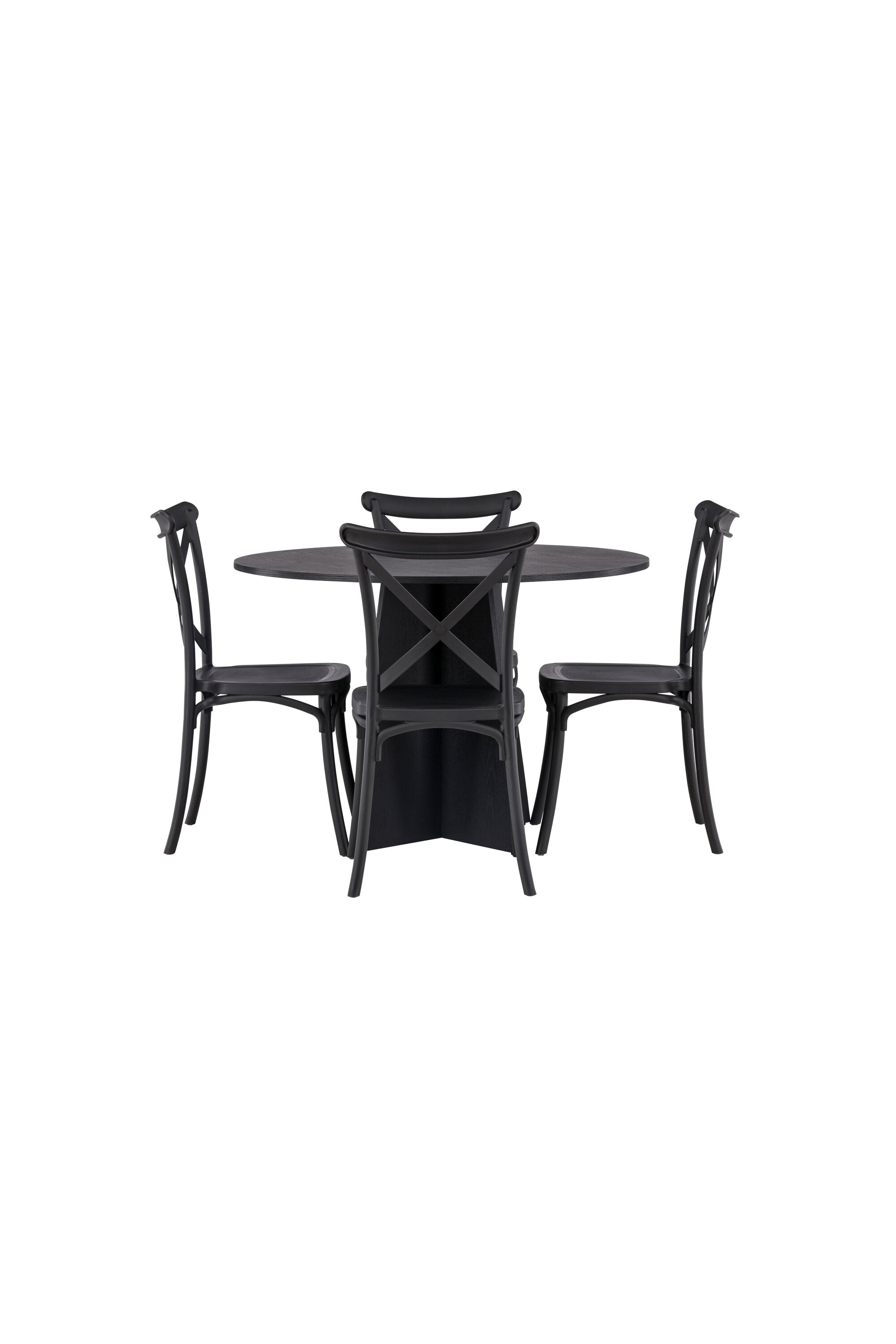 Bootcut Esszimmerset + Crosett ⌀110cm/4St. in Schwarz präsentiert im Onlineshop von KAQTU Design AG. Esszimmerset ist von Venture Home