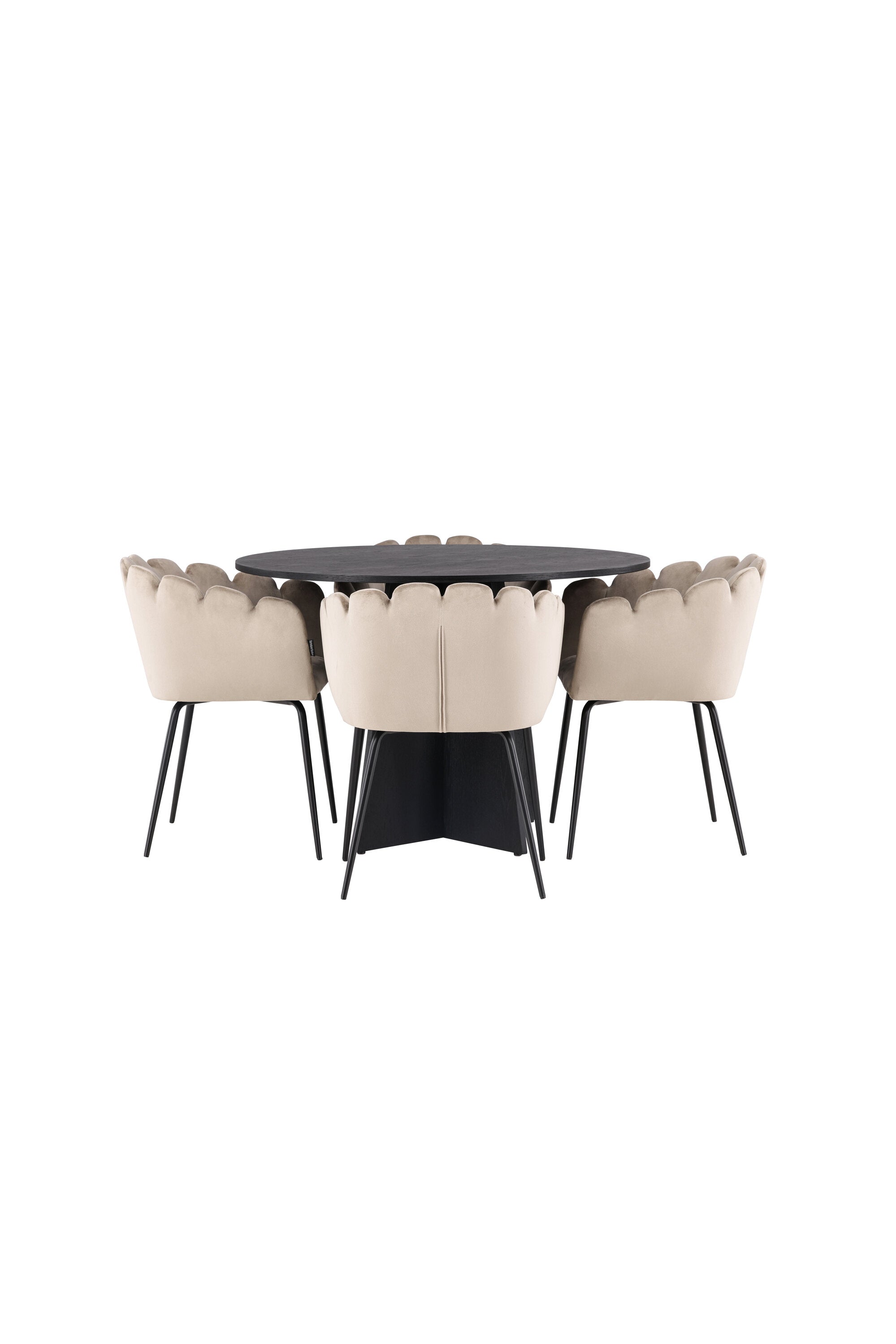 Bootcut Esszimmerset + Limhamn ⌀110cm/4St. in Beige präsentiert im Onlineshop von KAQTU Design AG. Esszimmerset ist von Venture Home
