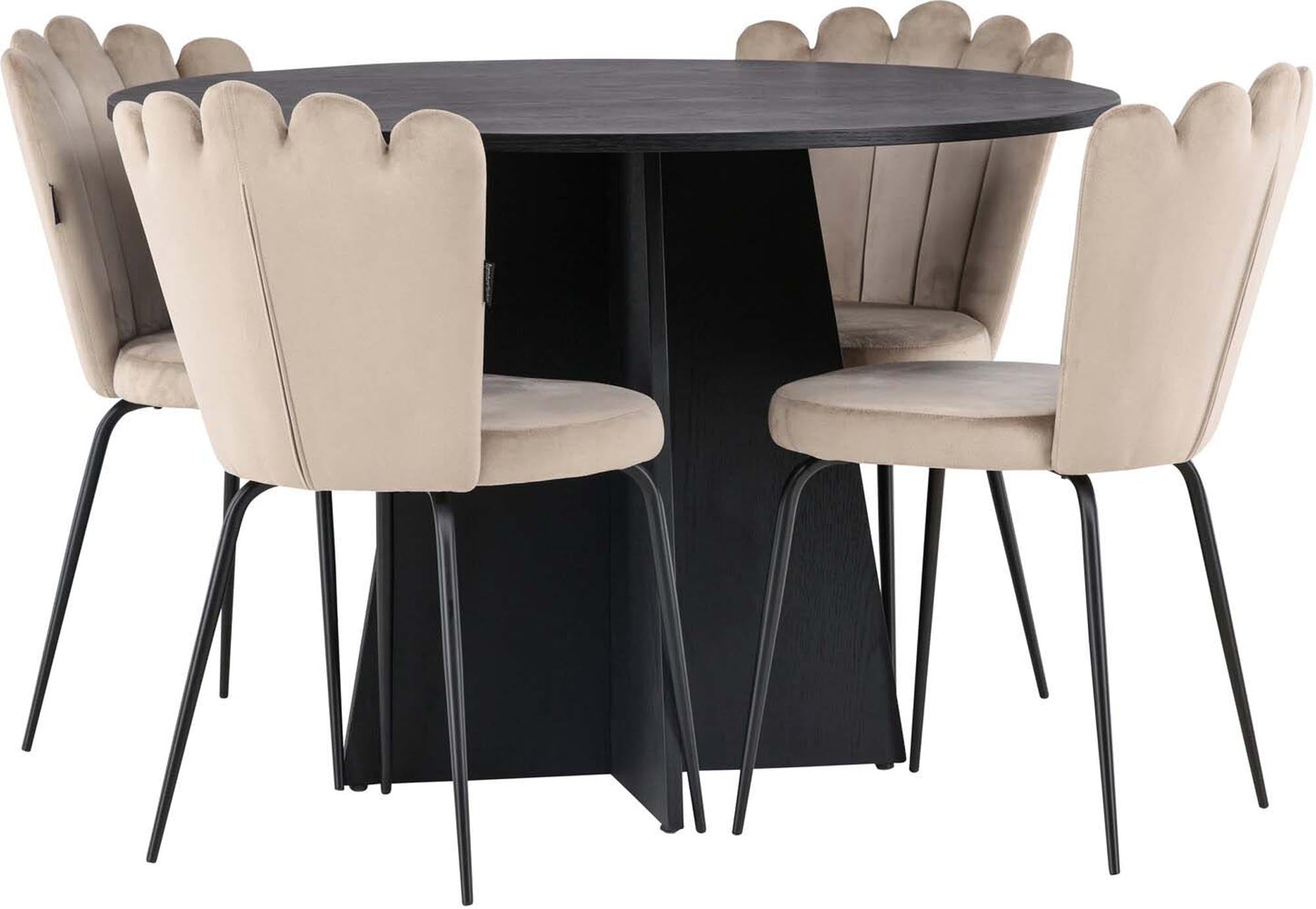 Venture Home Bootcut Esszimmerset mit Limhamn Light Tisch, 4 Stühle.