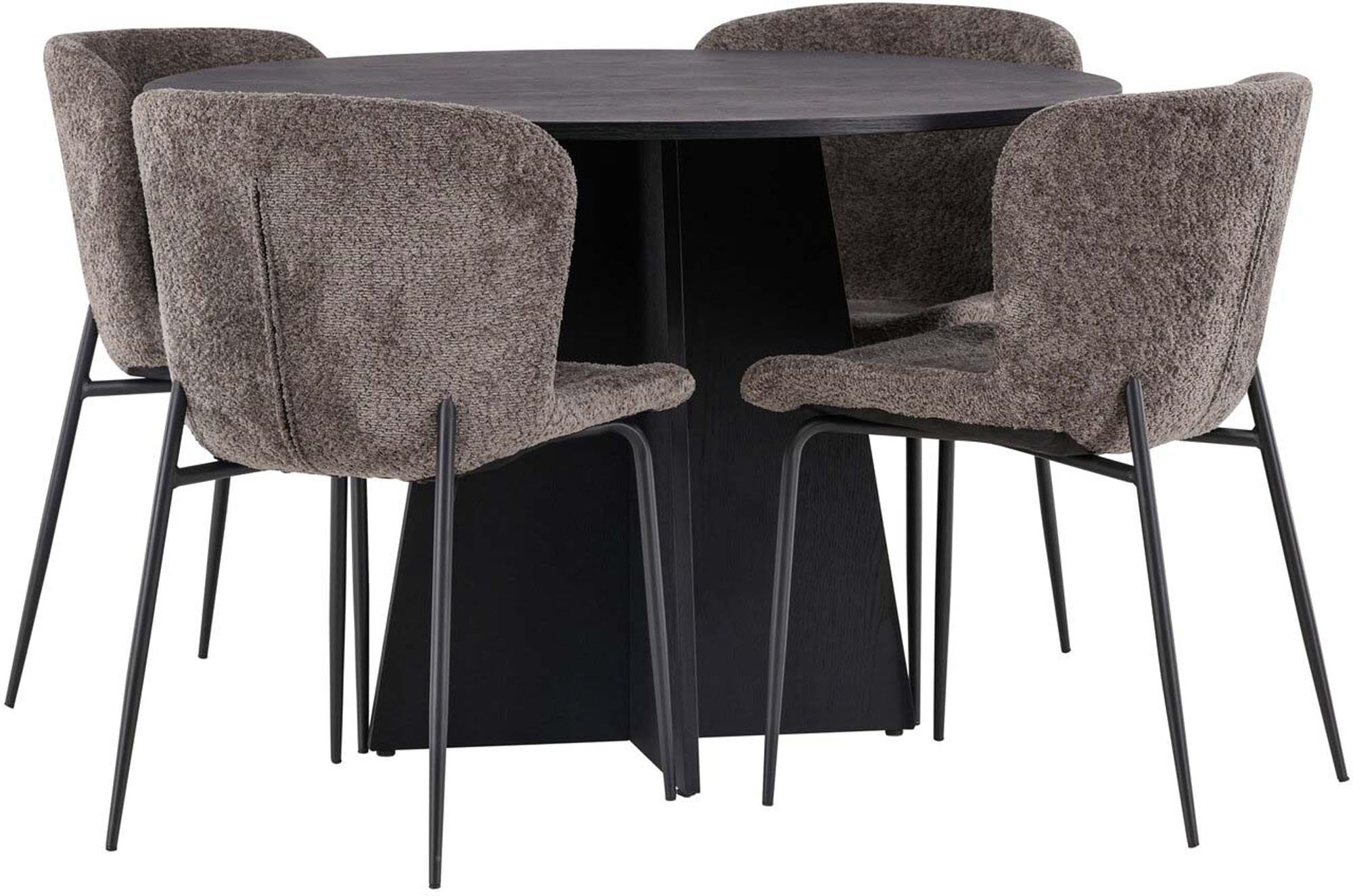 Stilvolles Esszimmerset Bootcut + Modesto Tisch, 4 Stühle, 110cm.