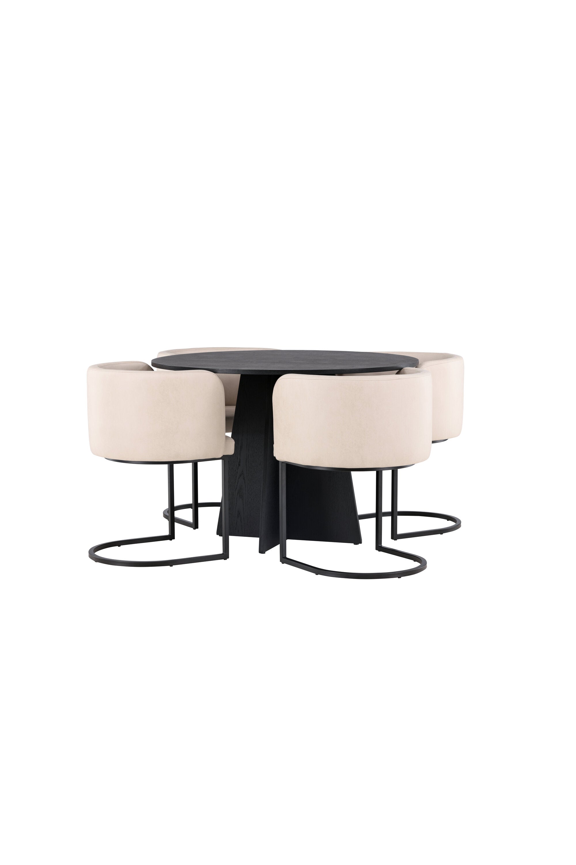 Bootcut Esszimmerset + Simrishman ⌀110cm/4St. in Beige, Schwarz präsentiert im Onlineshop von KAQTU Design AG. Esszimmerset ist von Venture Home